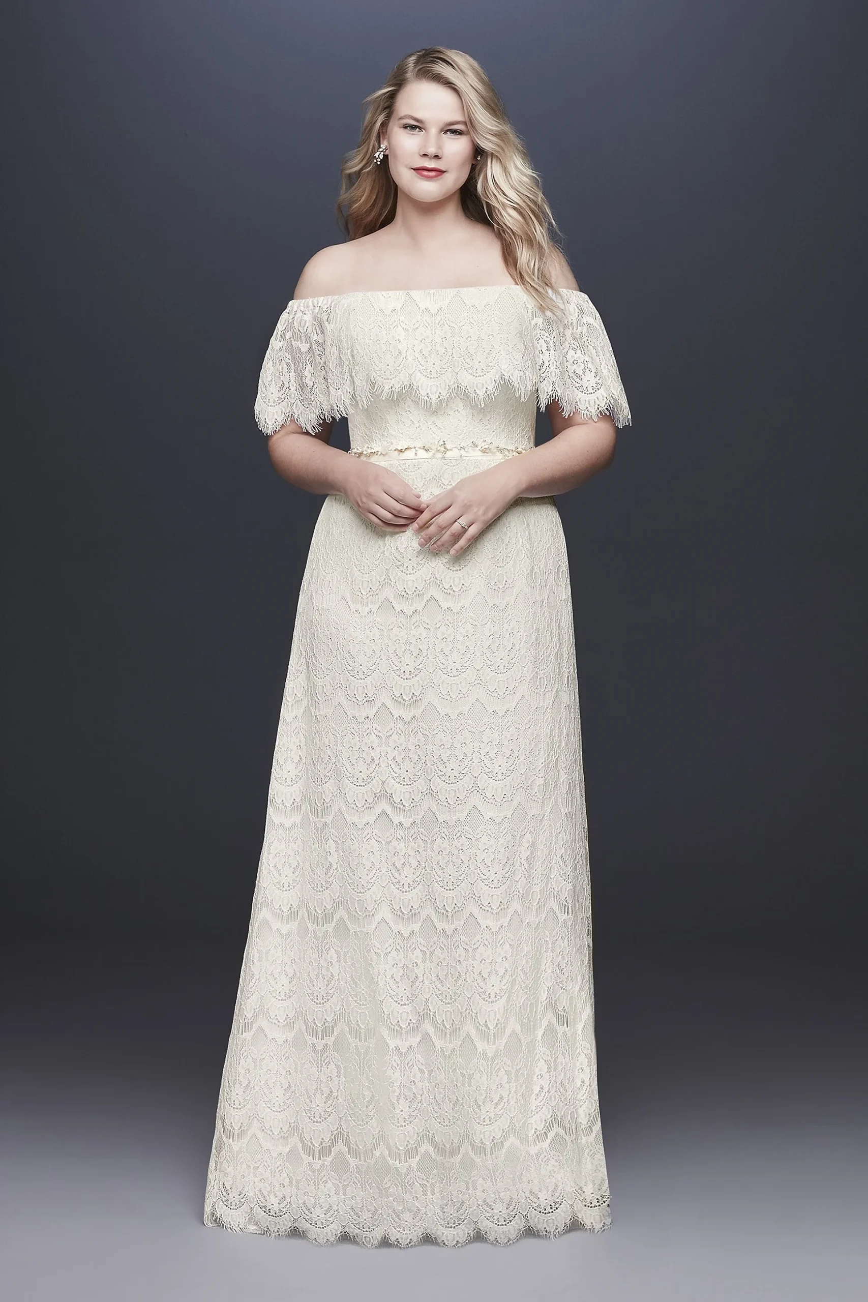 As-Is Off-Shoulder Lace Plus Size Wedding Dress