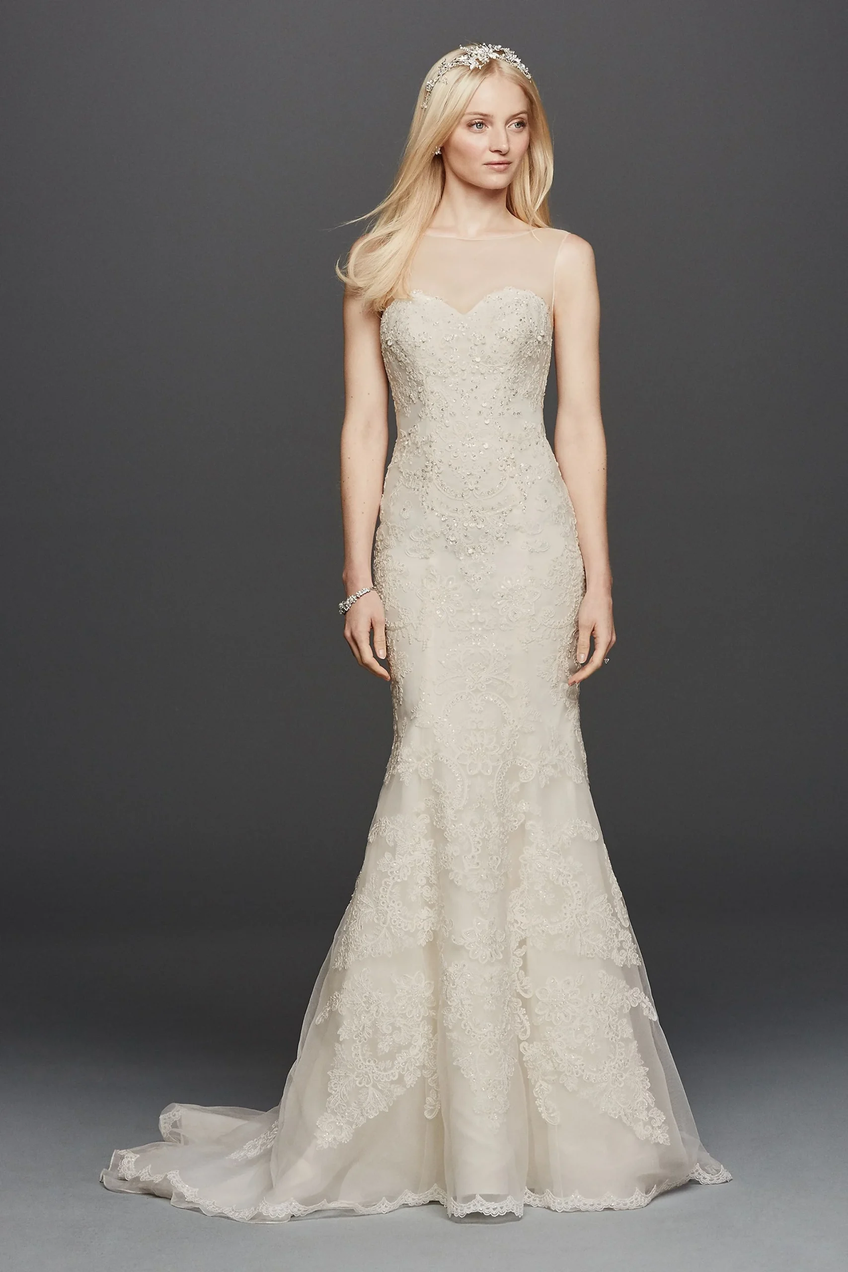 As-Is Oleg Cassini Scalloped Hem Wedding Dress