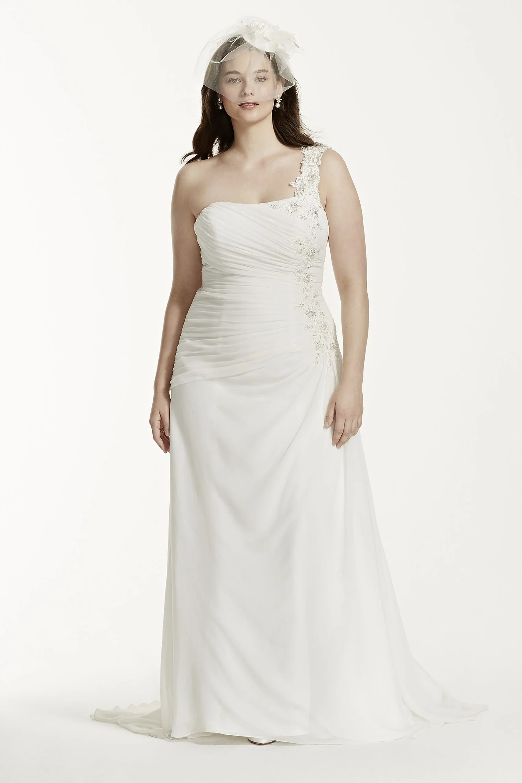As-Is One Shoulder Chiffon Plus Size Wedding Dress