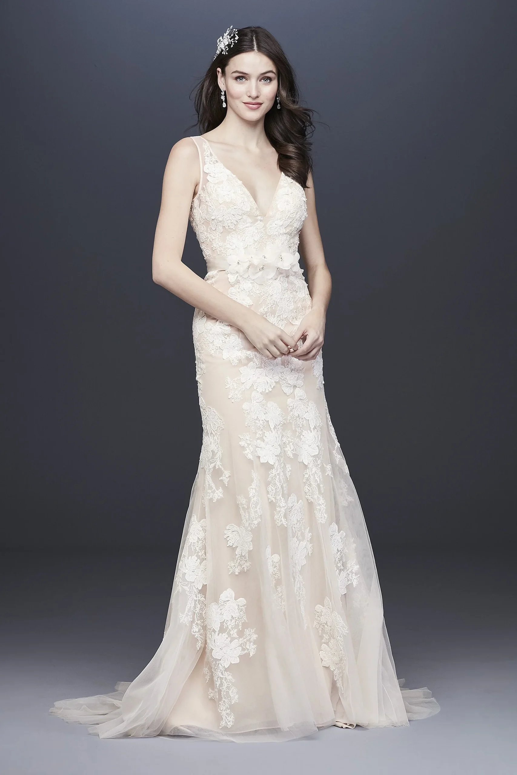 As-Is Plunging Lace Wedding Gown