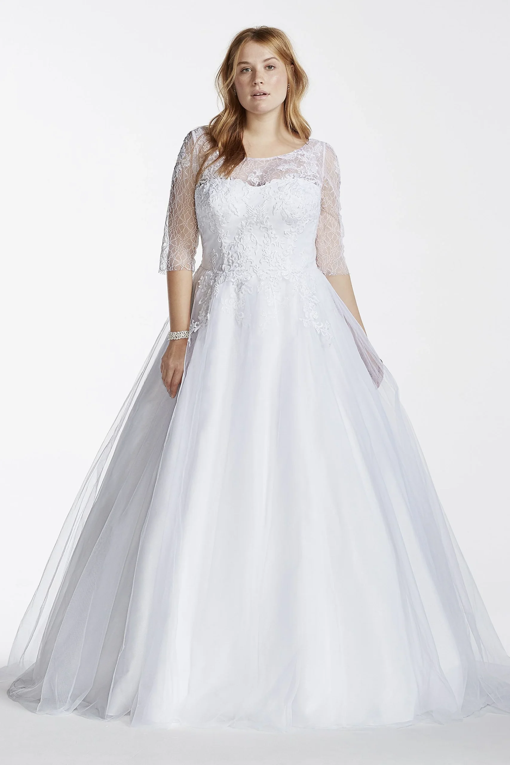 As-Is Plus Size Wedding Dress with Illusion Bodice