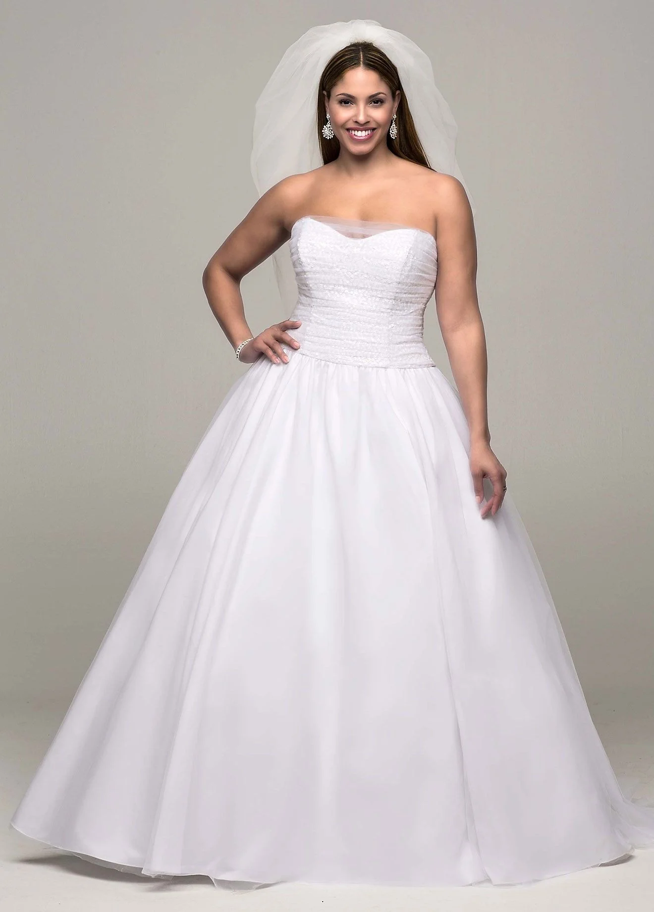 As-Is Ruched Corset Back Tulle Plus Wedding Dress