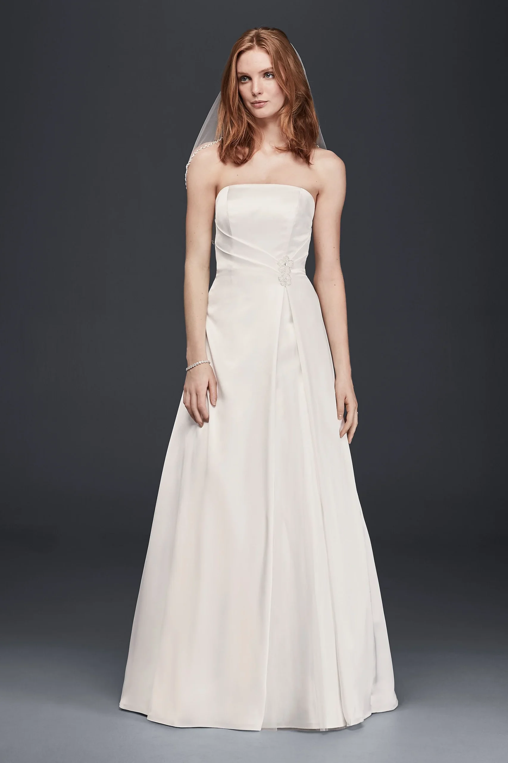 As-Is Satin Beaded Waist A-Line Wedding Dress