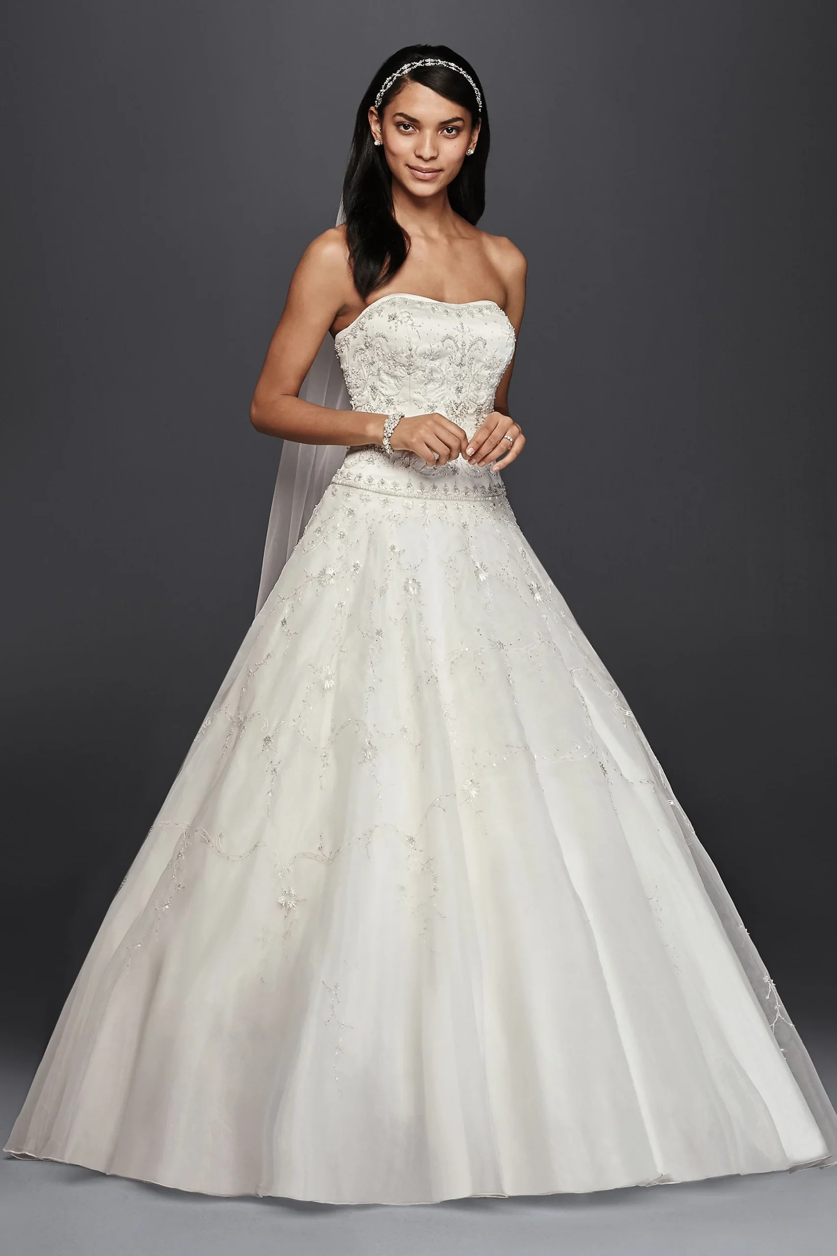 As-Is Satin and Organza Wedding Dress with Beading