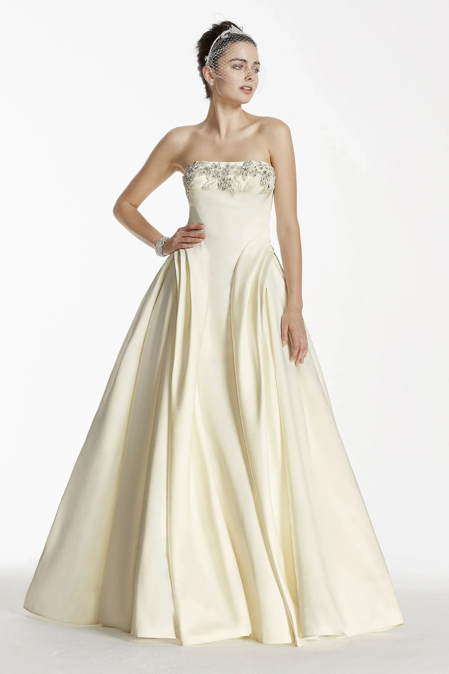 As-Is Satin Wedding Dress with Beading Detail
