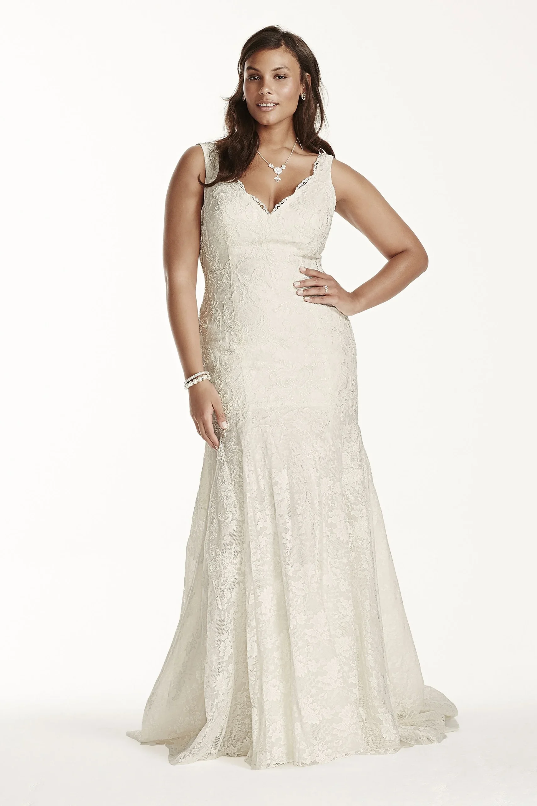 As-Is Scalloped Mermaid Plus Size Wedding Dress