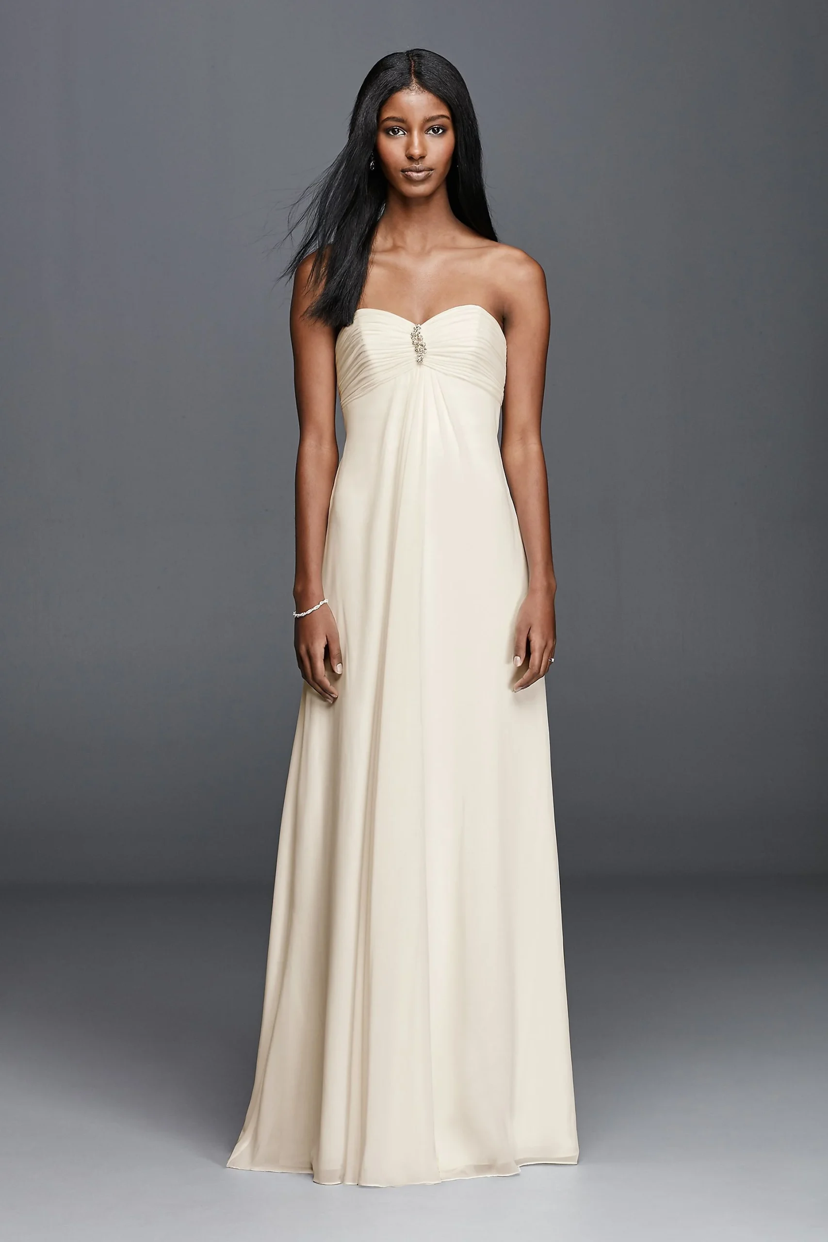 As-Is Strapless Chiffon Aline Wedding Dress