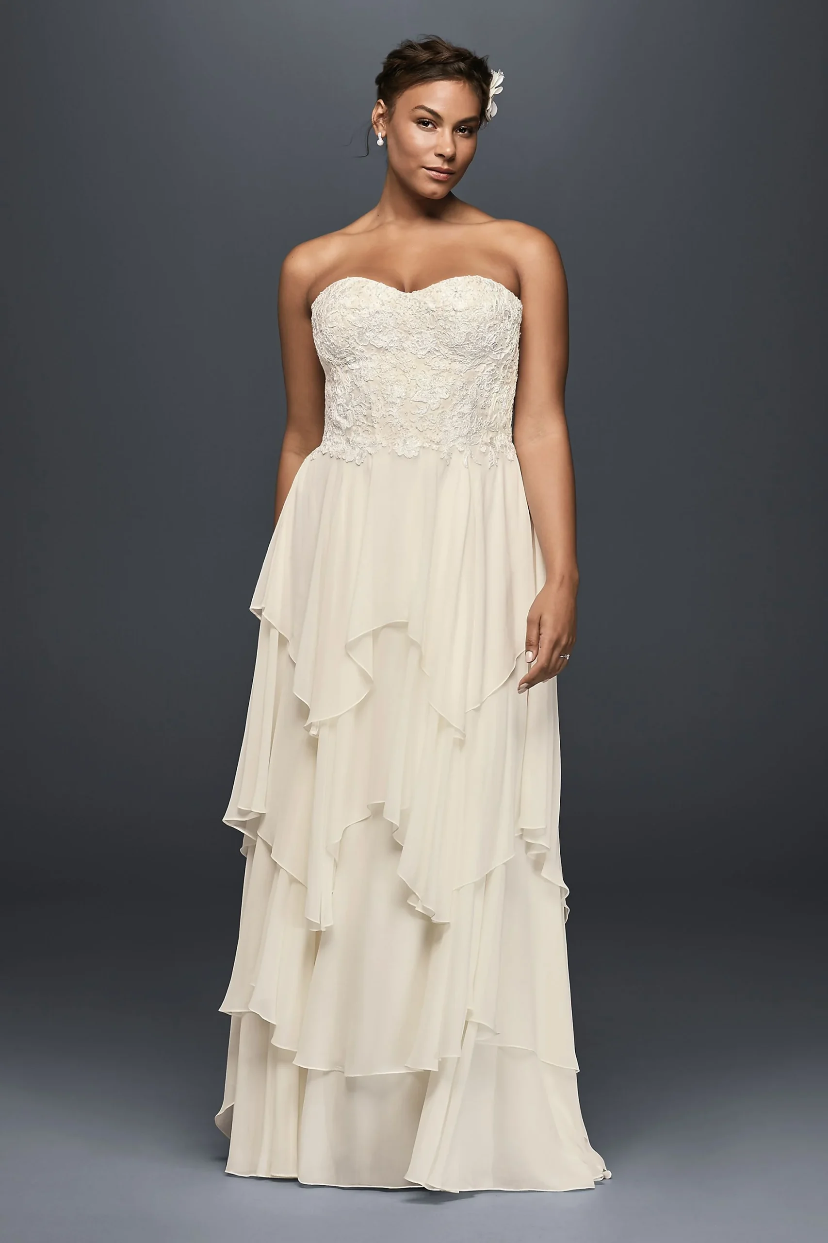 As-Is Tiered Chiffon Plus Size Wedding Dress