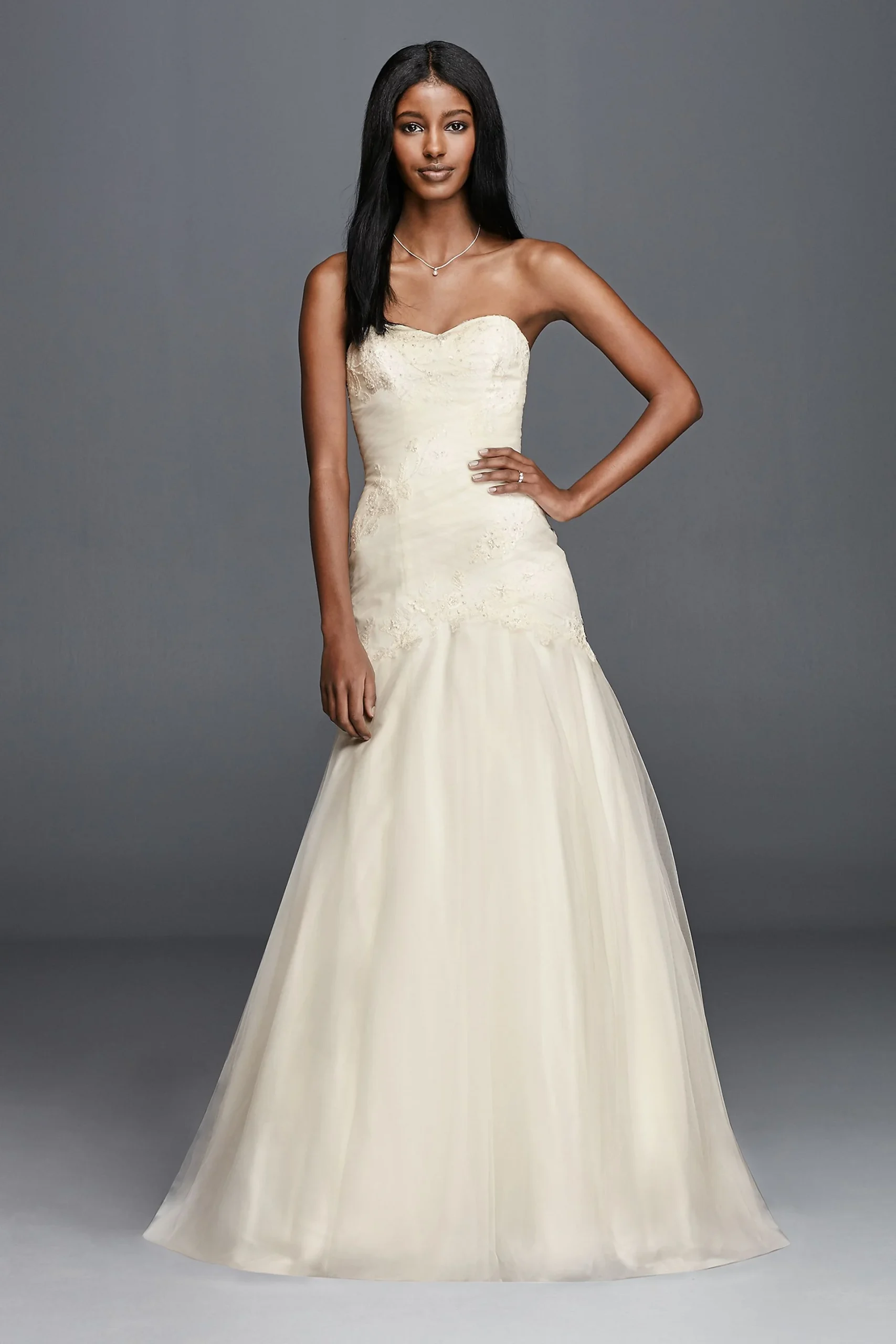 As-Is Trumpet Wedding Dress with Lace Appliques