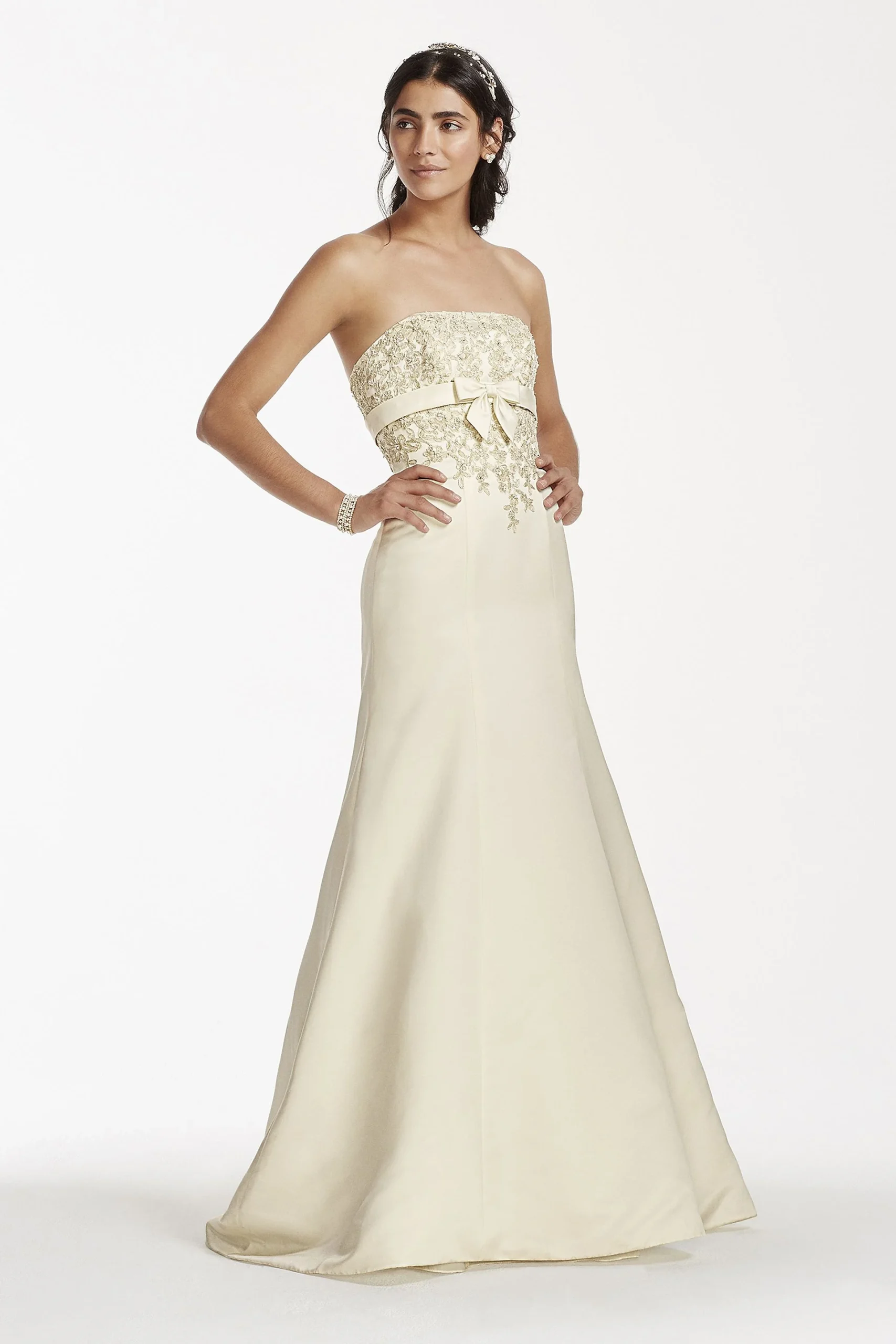 As-Is Wedding Dress with Beaded Metallic Lace