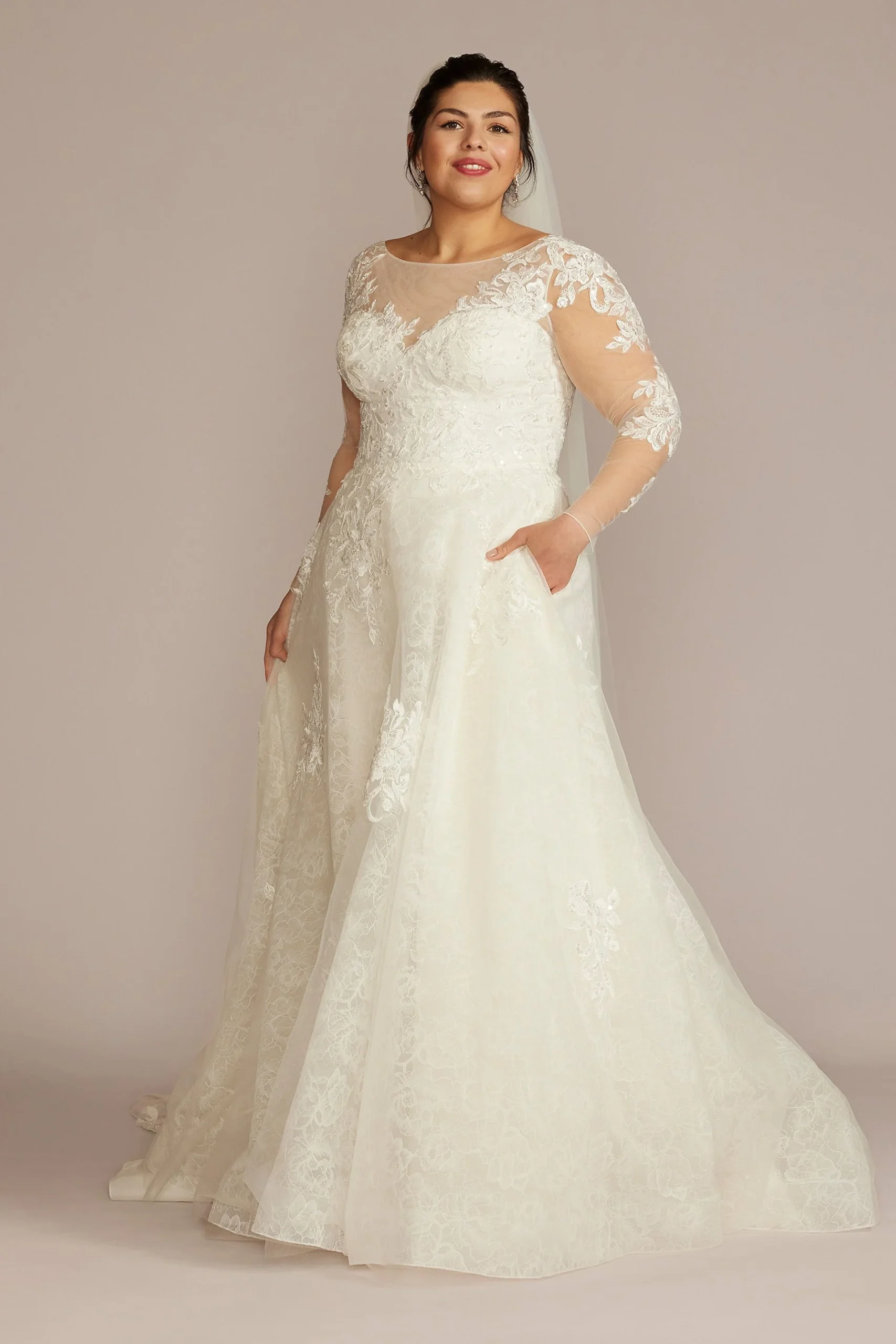 As IsHigh Neck Long Sleeve Plus Size Wedding Dress