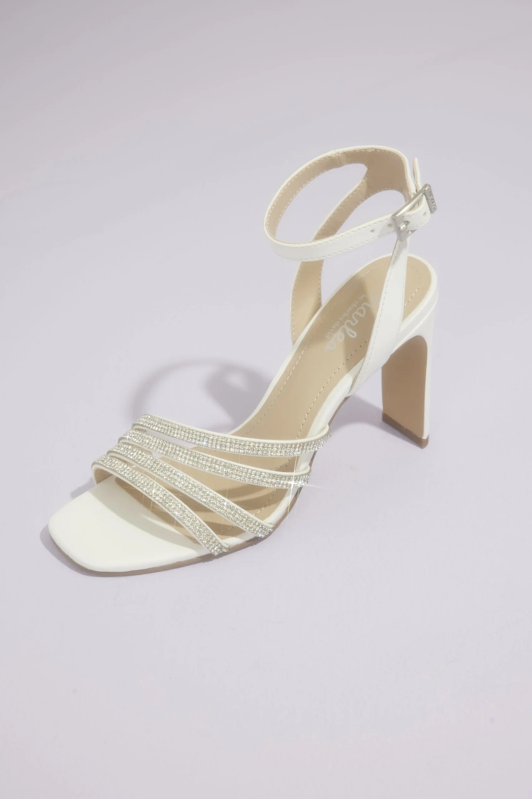 Asymmetrical Rhinestone Embellished Strappy Heels