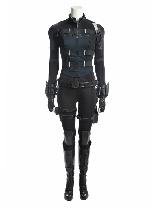 Avengers Infinity War Black Widow Same Black Bodysuit Halloween Cosplay Costume Full Set