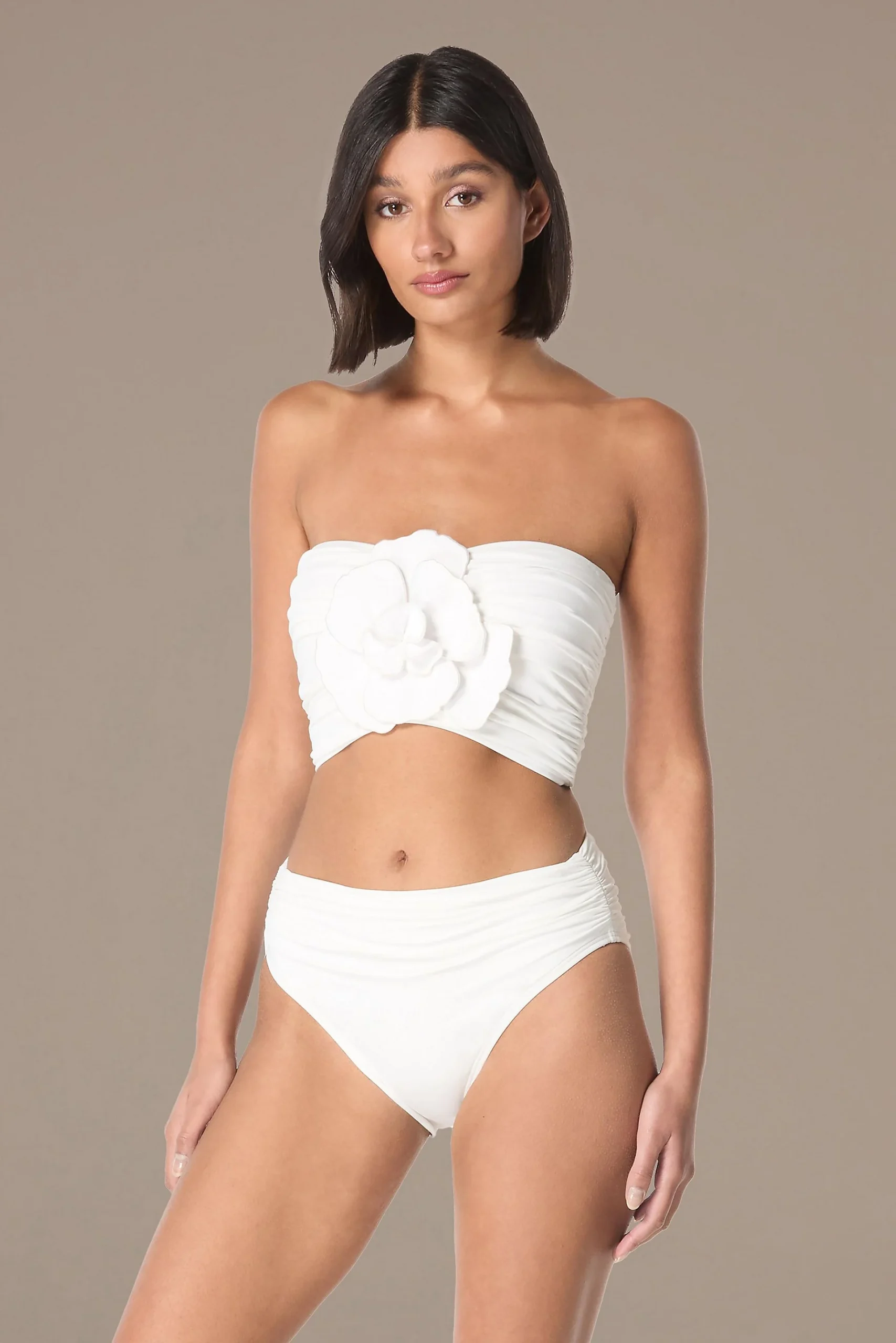 Bandeau Swimsuit Top With 3D Flower