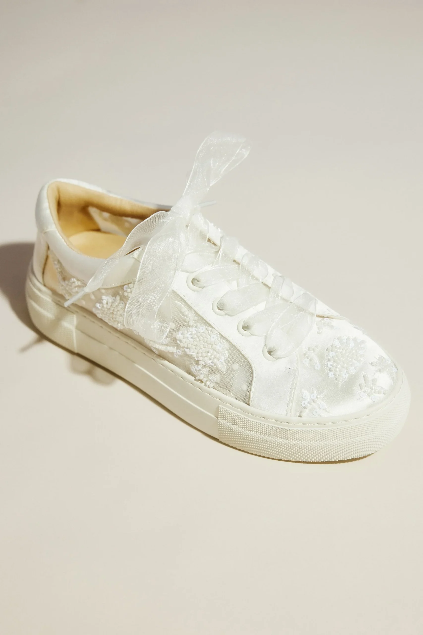 Beaded Bloom Mesh Sneakers