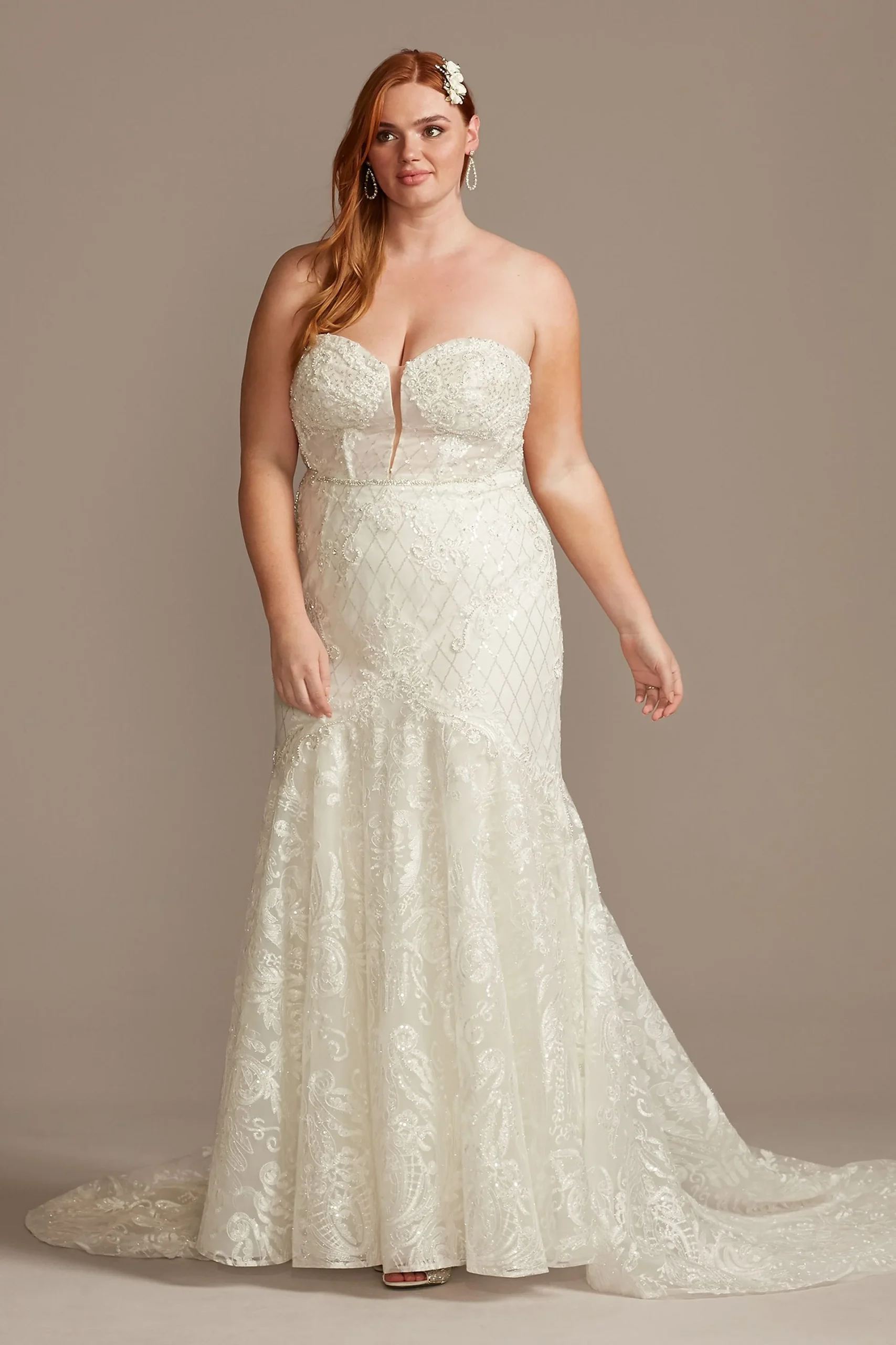Beaded Brocade Embellished Plus Size