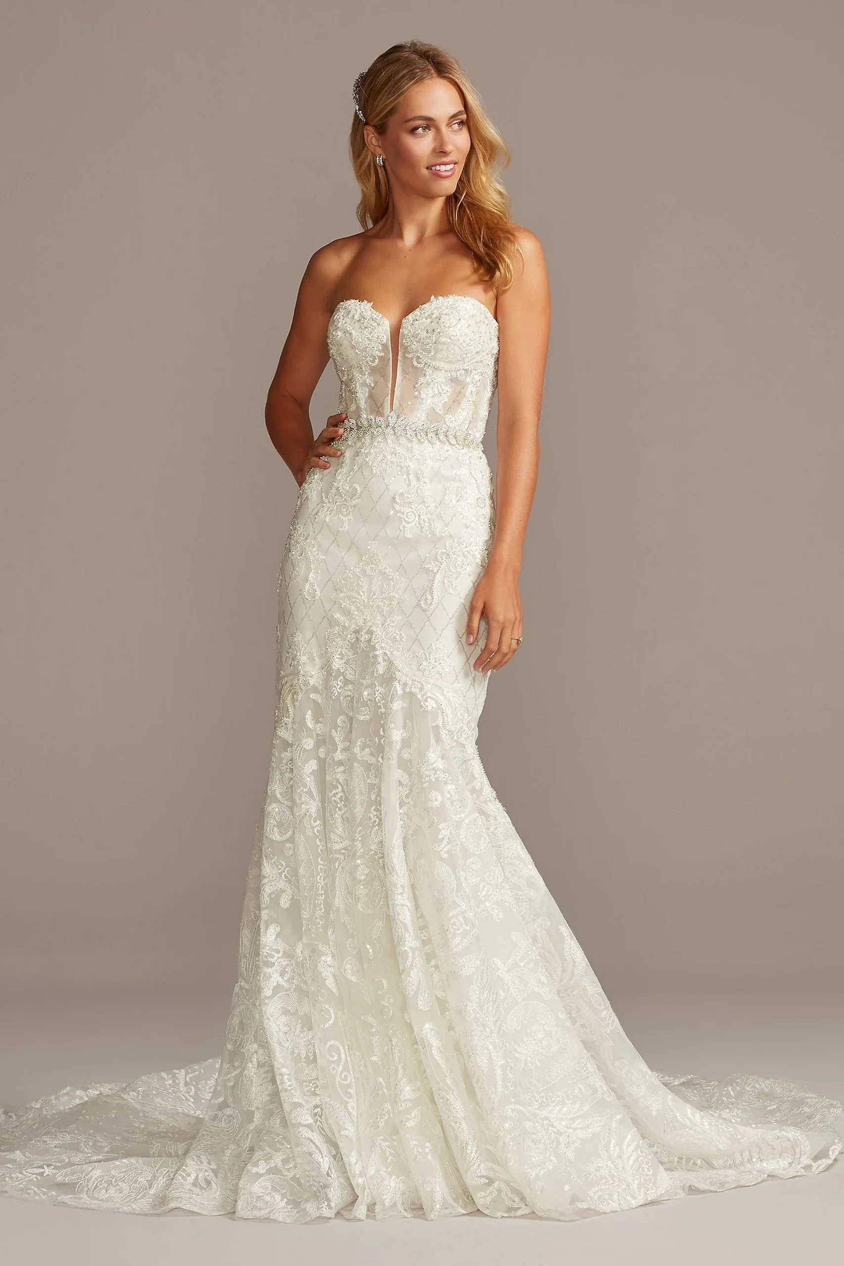 Beaded Embellished Petite Wedding Dress