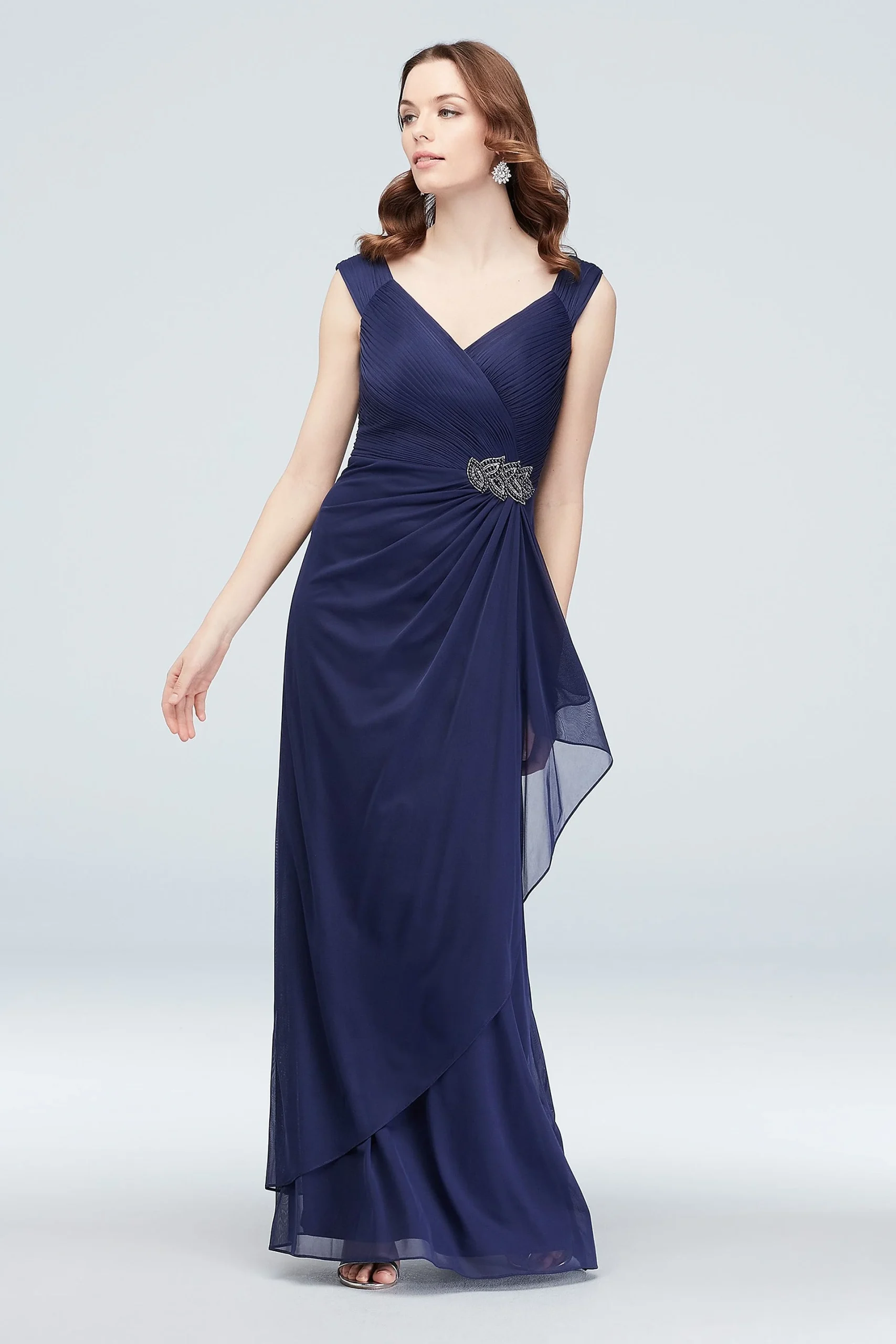 Beaded Embellishment Mesh Off the Shoulder Gown