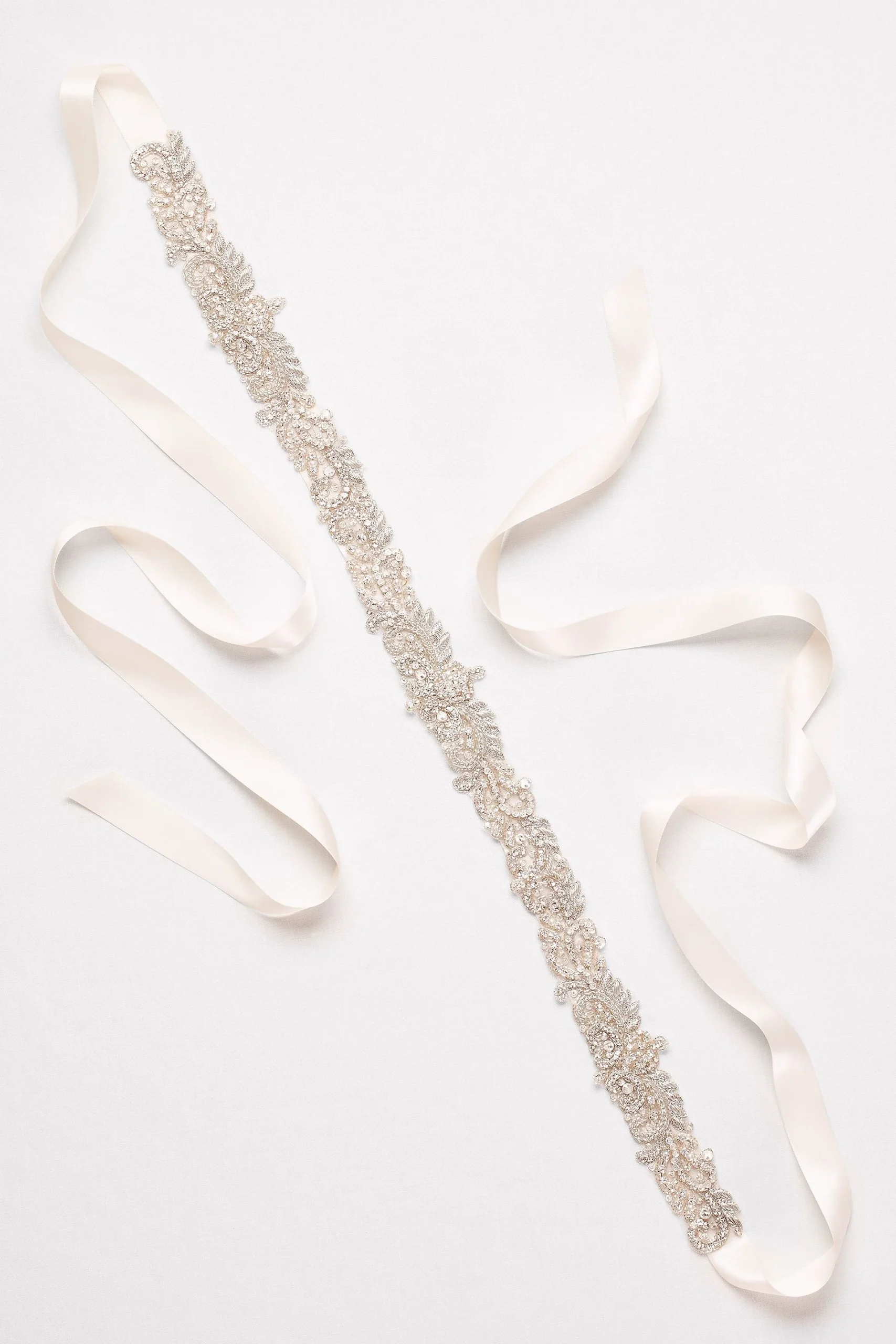 Beaded Filigree Satin Ribbon Sash