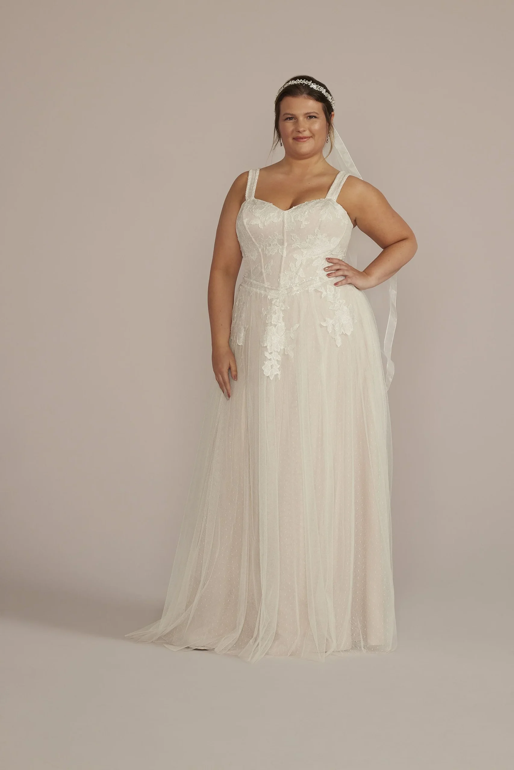 Beaded Floral Bodice Basque Waist Wedding Dress