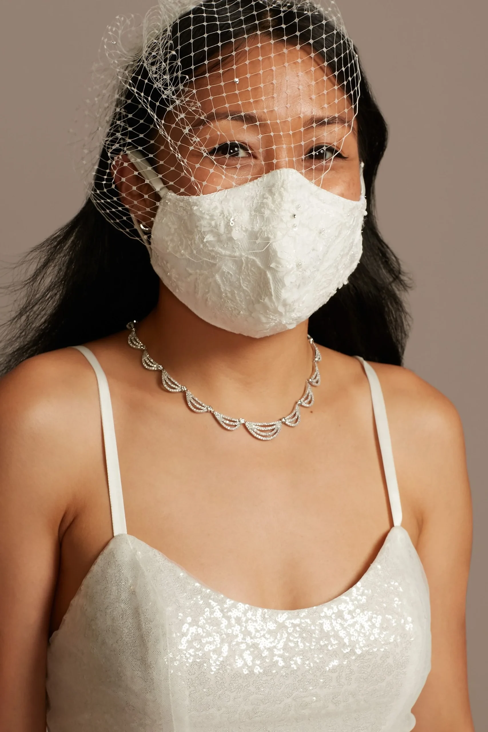 Beaded Lace and Satin Adjustable Loop Face Mask