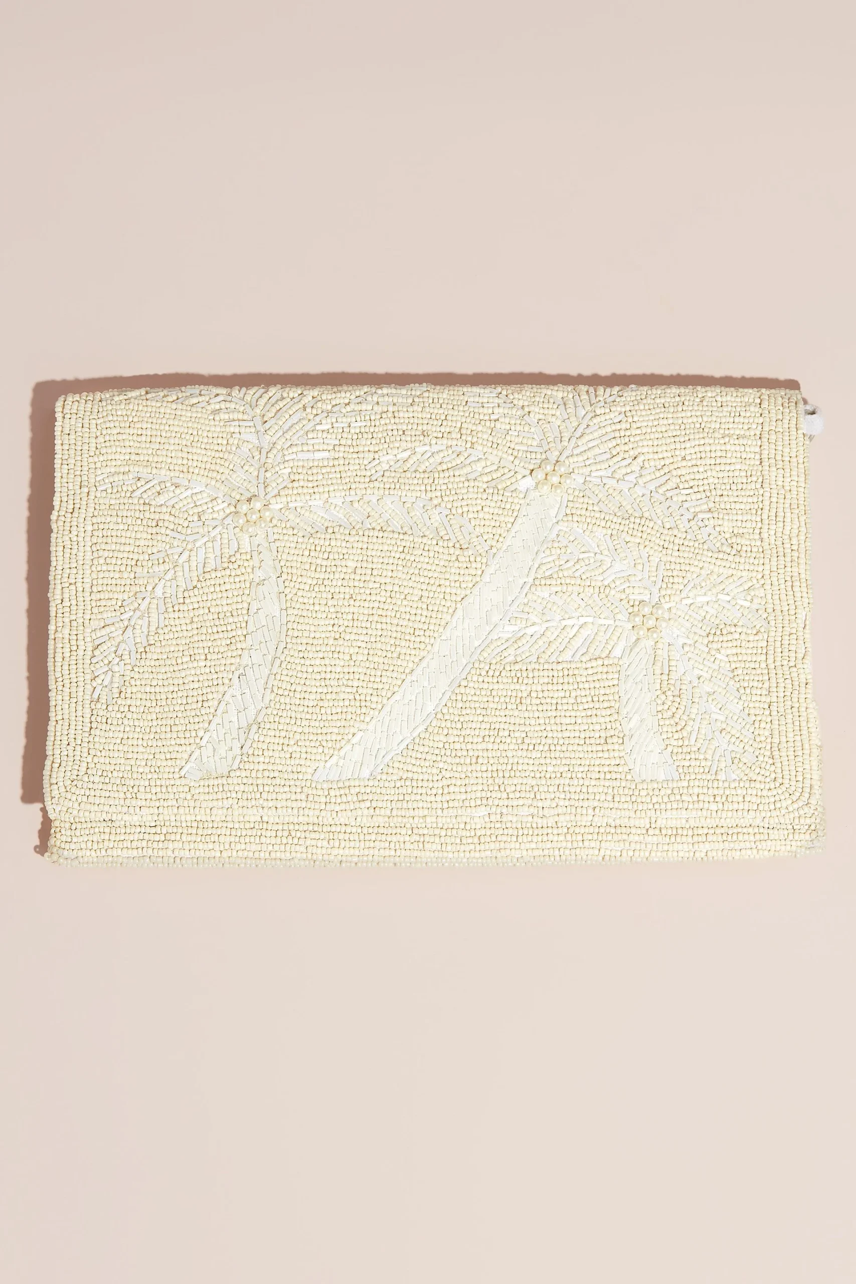 Beaded Palm Tree Envelope Clutch