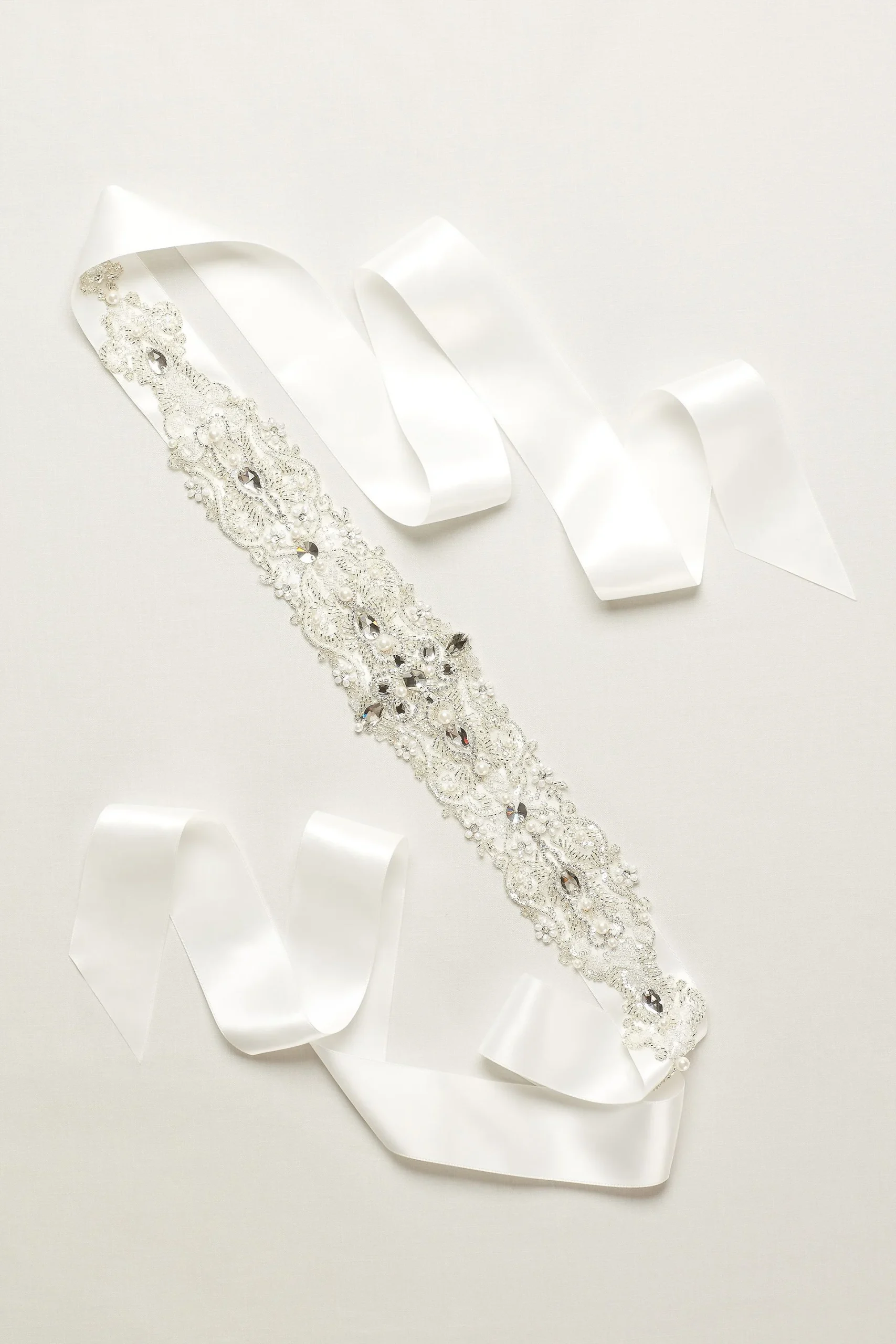 Beaded Satin Rhinestone Sash