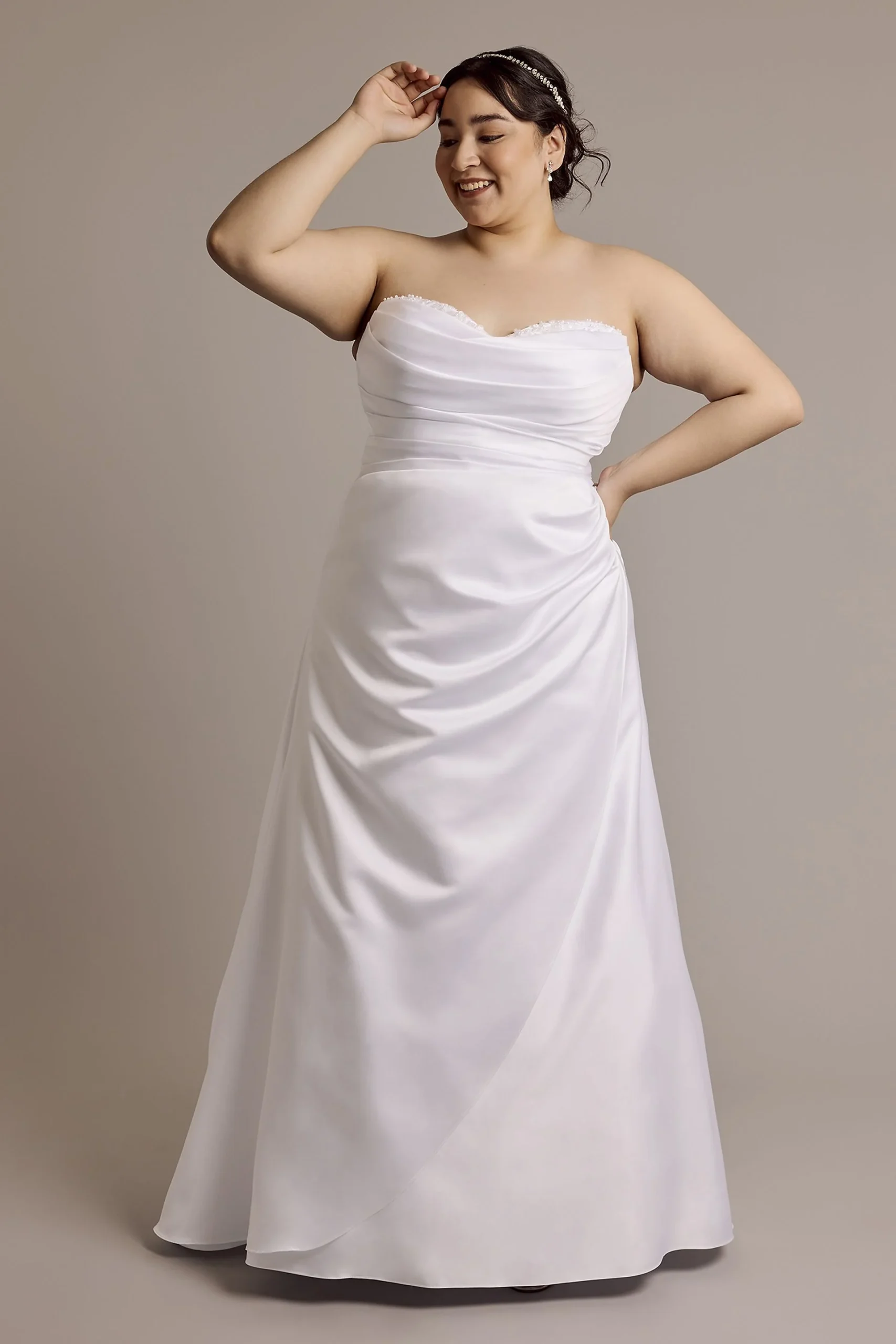 Beaded Satin Sweetheart A-Line Wedding Dress