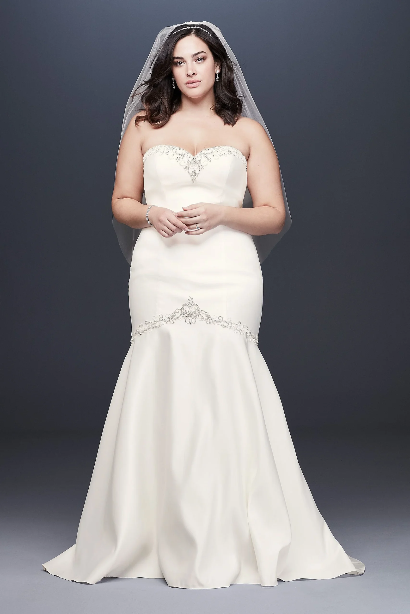 Beaded Satin Sweetheart Mermaid Wedding Dress
