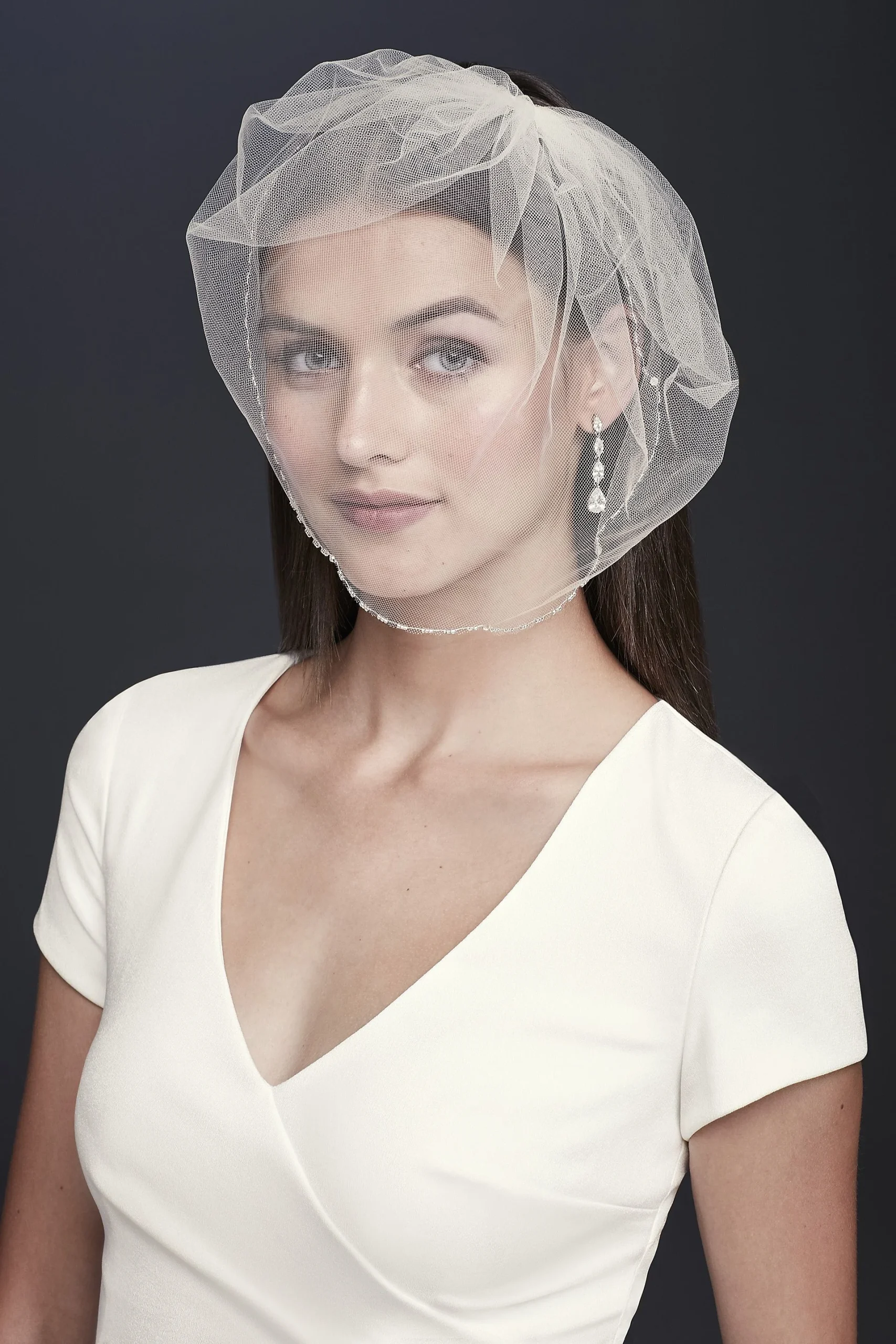 Beaded Scallop-Edged Birdcage Veil