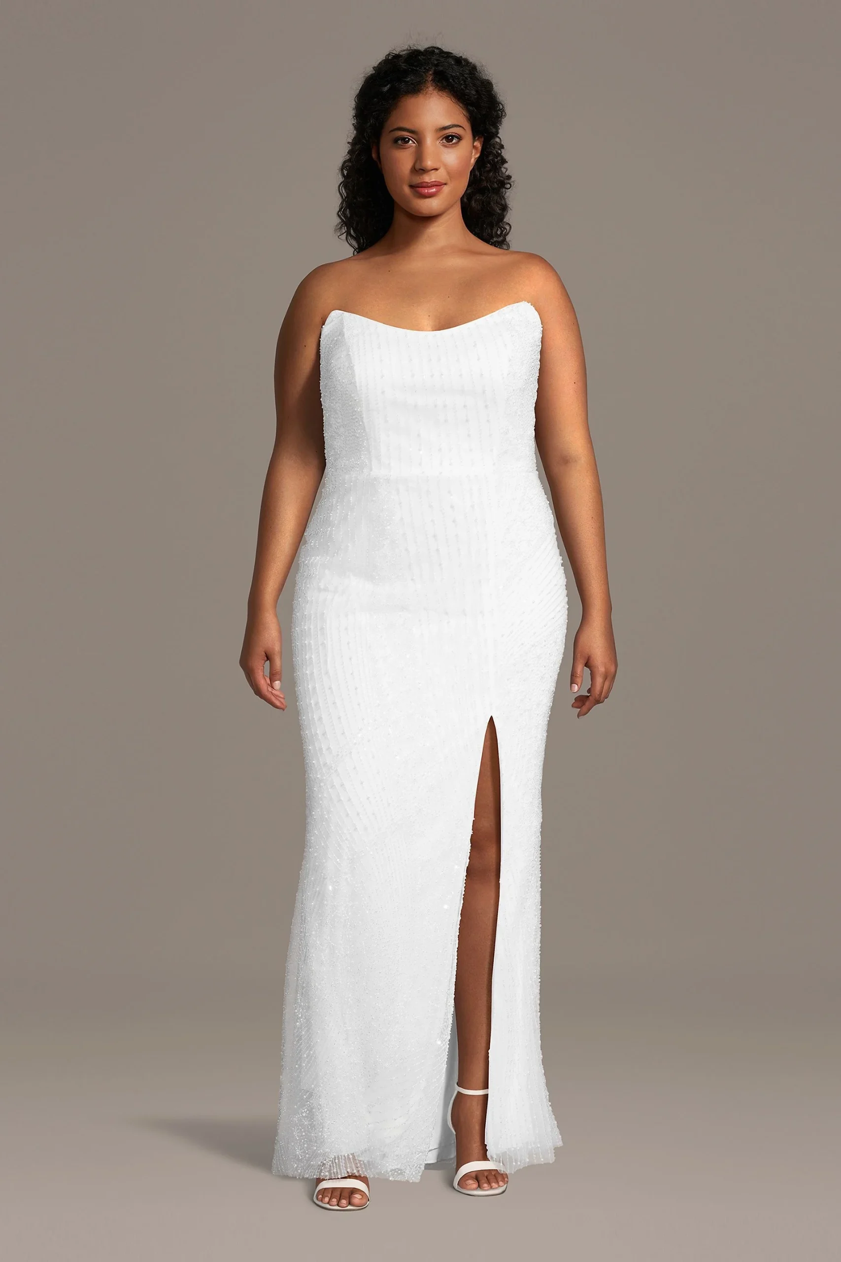 Beaded Strapless Sheath Wedding Dress