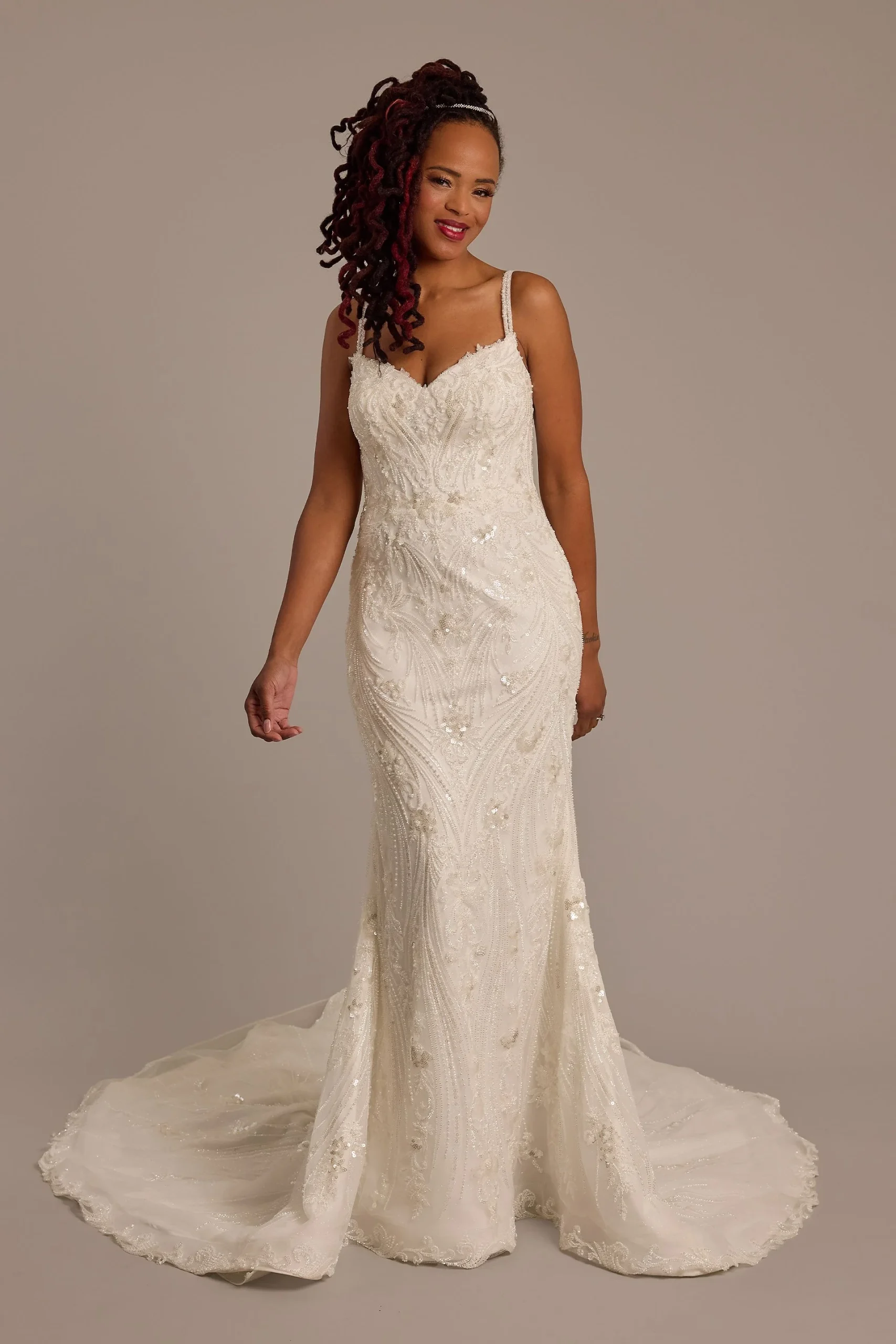 Beaded Tulle Mermaid Wedding Dress