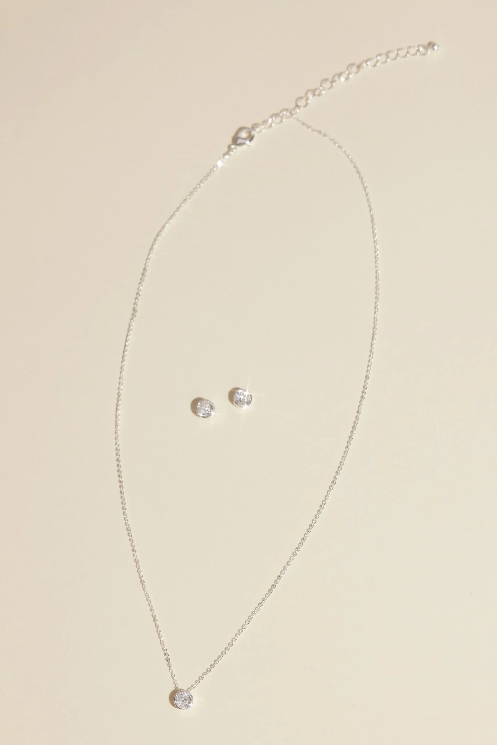 Bezel Stud and Simple Drop Jewelry Set