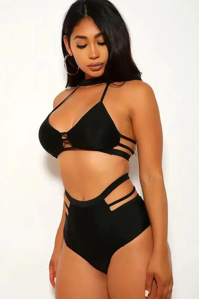 Black Caged Two Piece Swimsuit