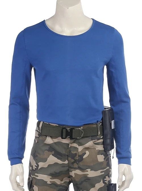Black Panther Erik Killmonger Camouflage Clothing Halloween Cosplay Costume Blue Bottoming Top