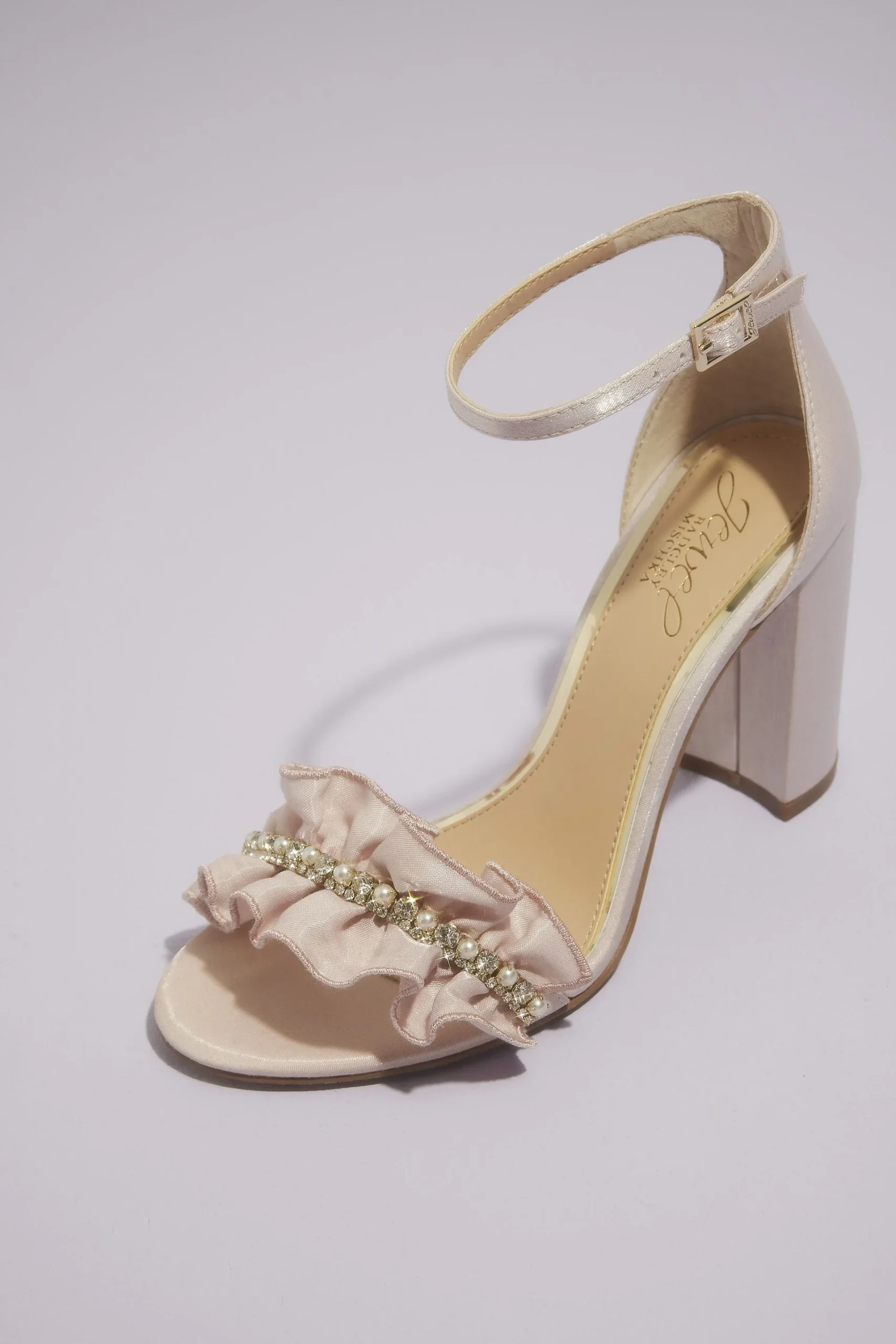 Block Heel Ruffle Sandal with Ankle Strap