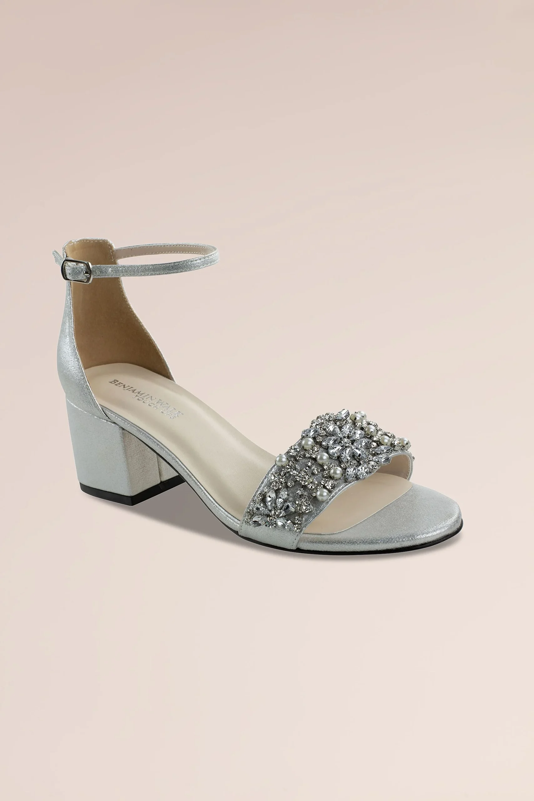 Block Heel Sandals with Jeweled Vamp