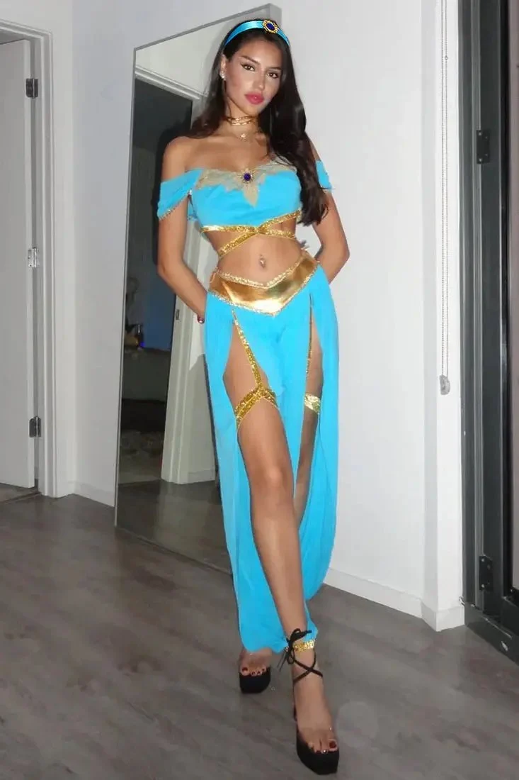 Blue Gold Sequin Gem Garter 4 Pc Princess Jas Costume