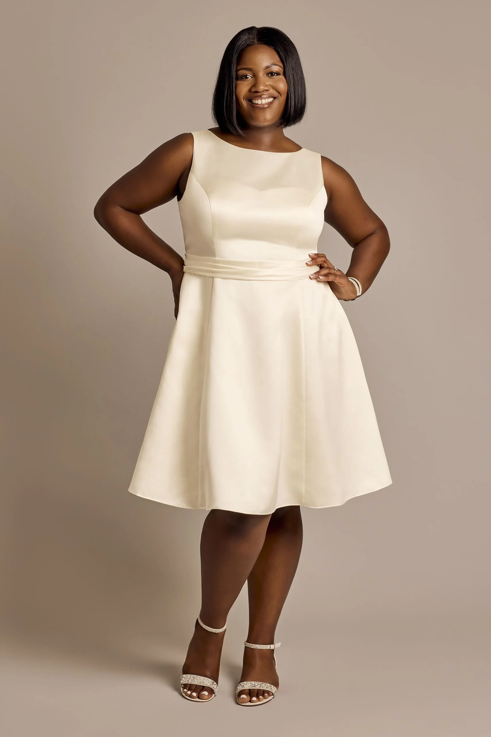 Boatneck A-Line Short Dress