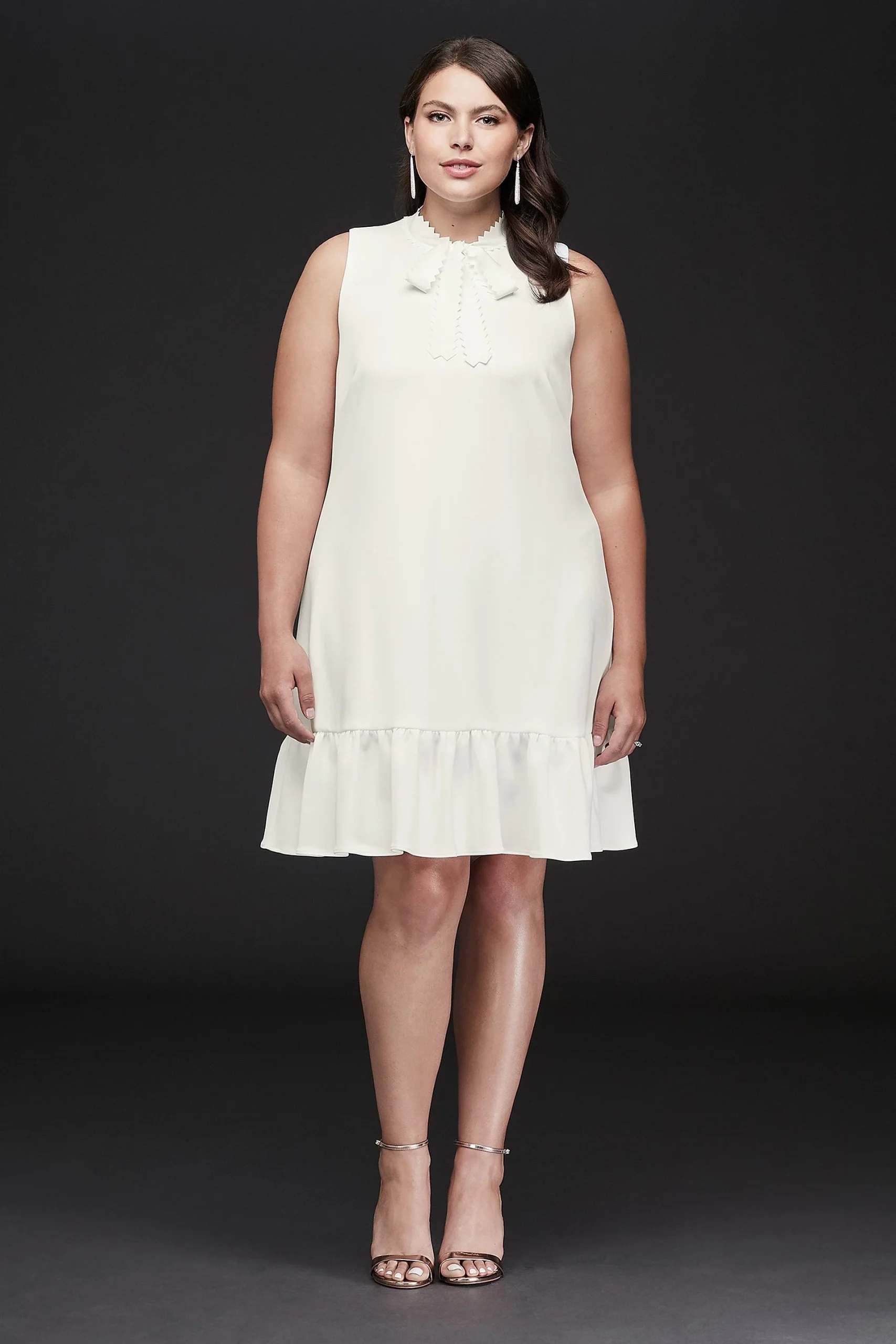 Bow Tie Plus Size Mini Dress with Flounce Hem