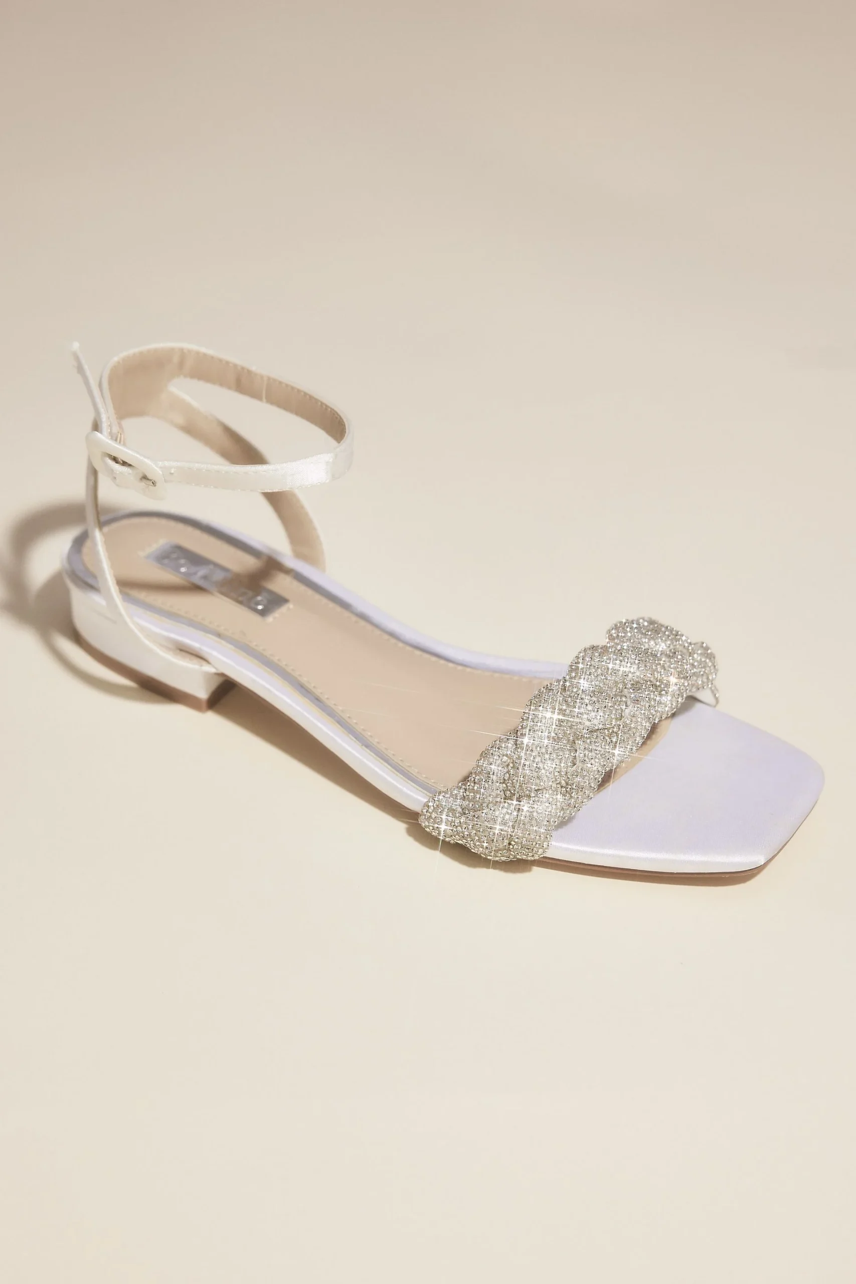 Braided Rhinestone Flat Sandals