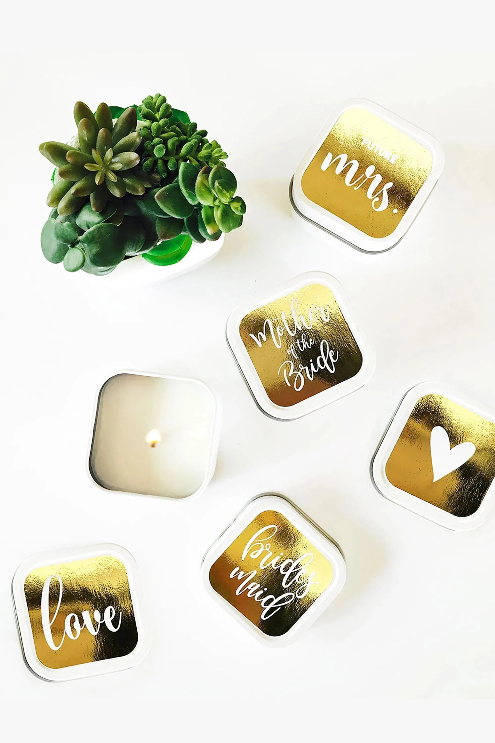 Bridal Party Square Candle Tins Set of 12