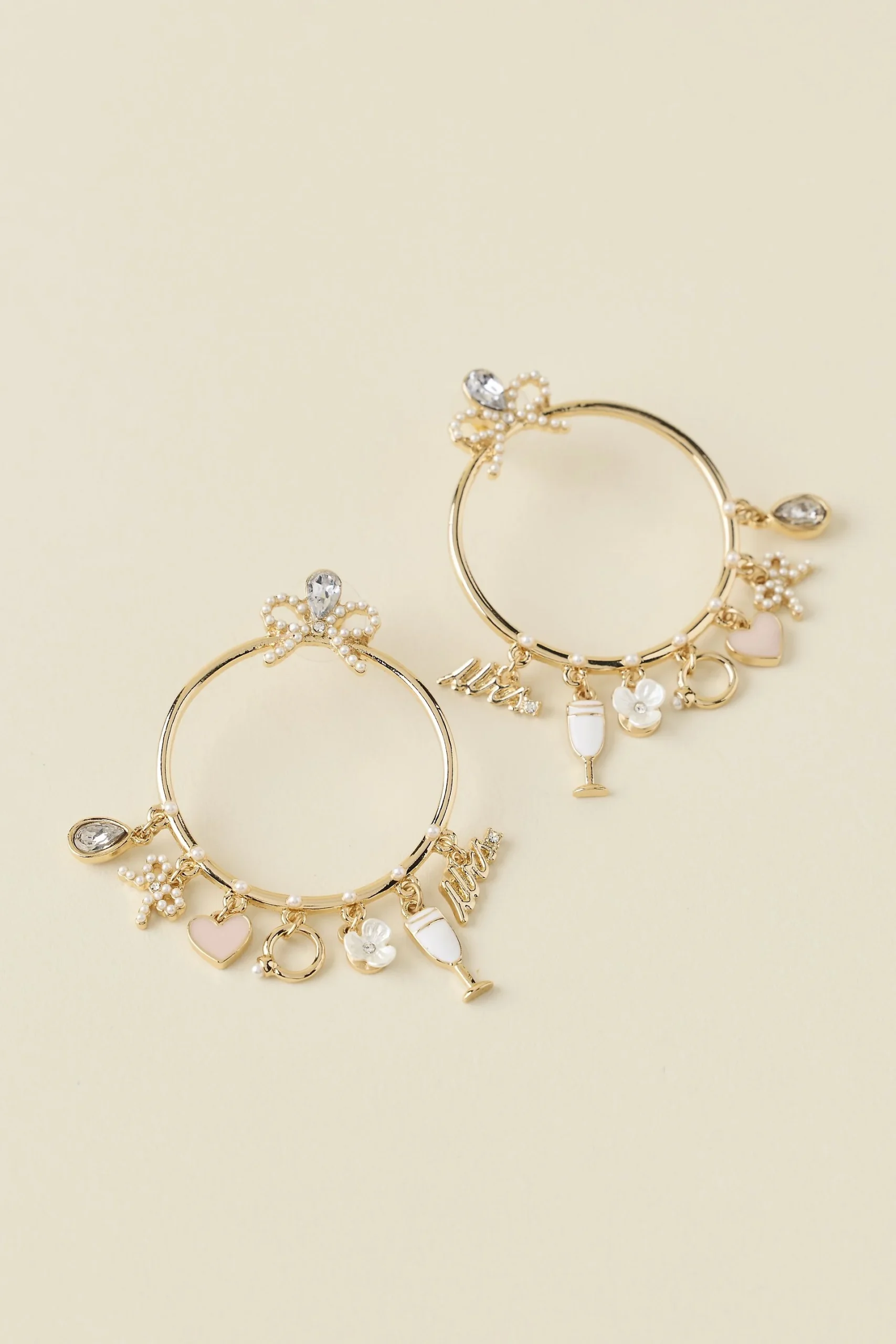 Bride Charm Hoop Earrings