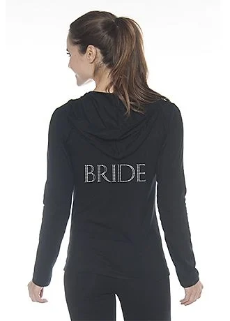 Bride Rhinestone Block Font Hooded Jacket