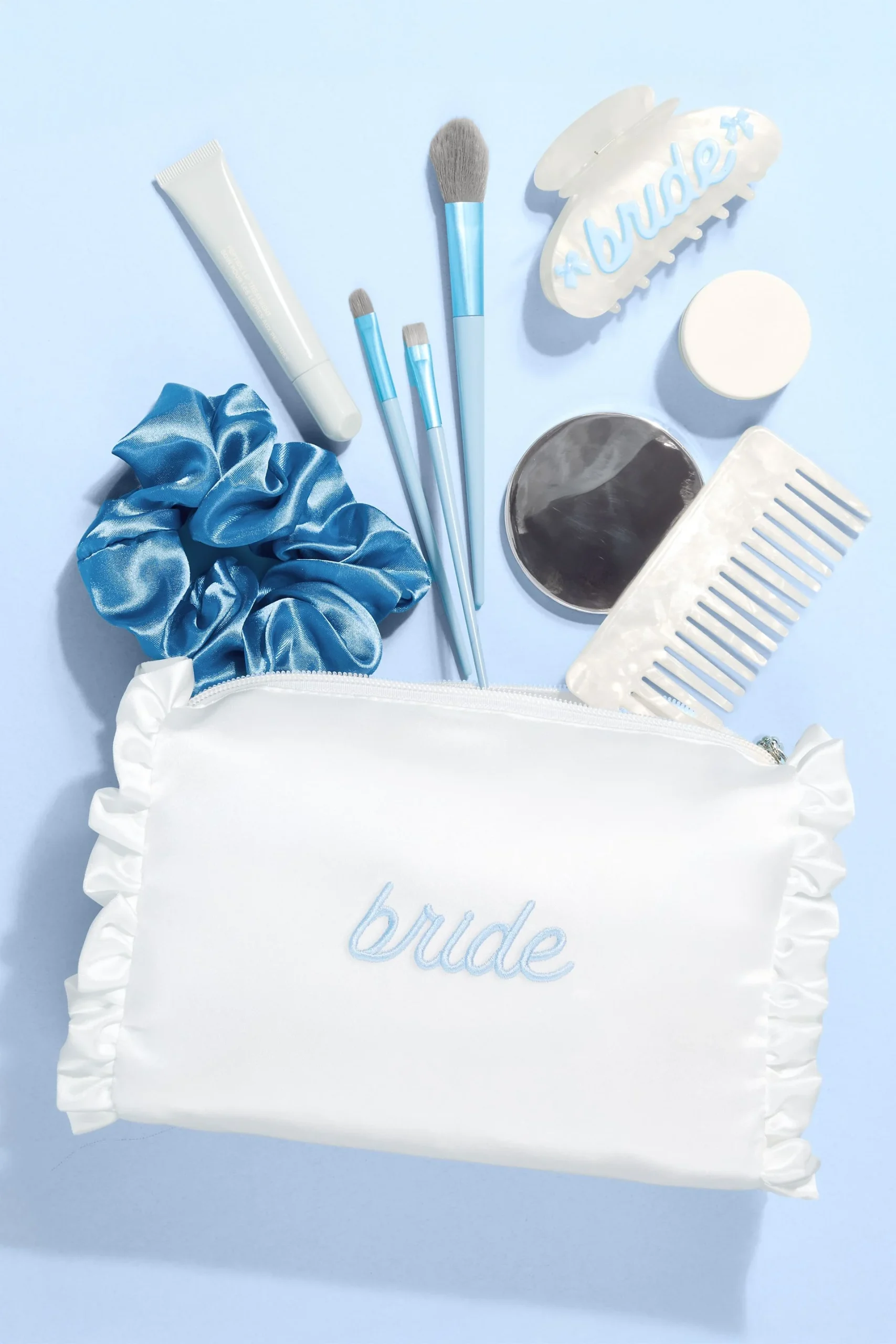 Bride Ruffled Cosmetic Bag