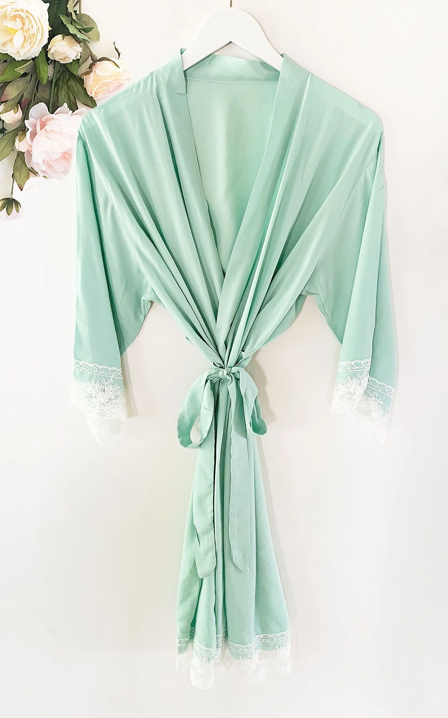 Bridesmaid Cotton Robe With Lace Trim