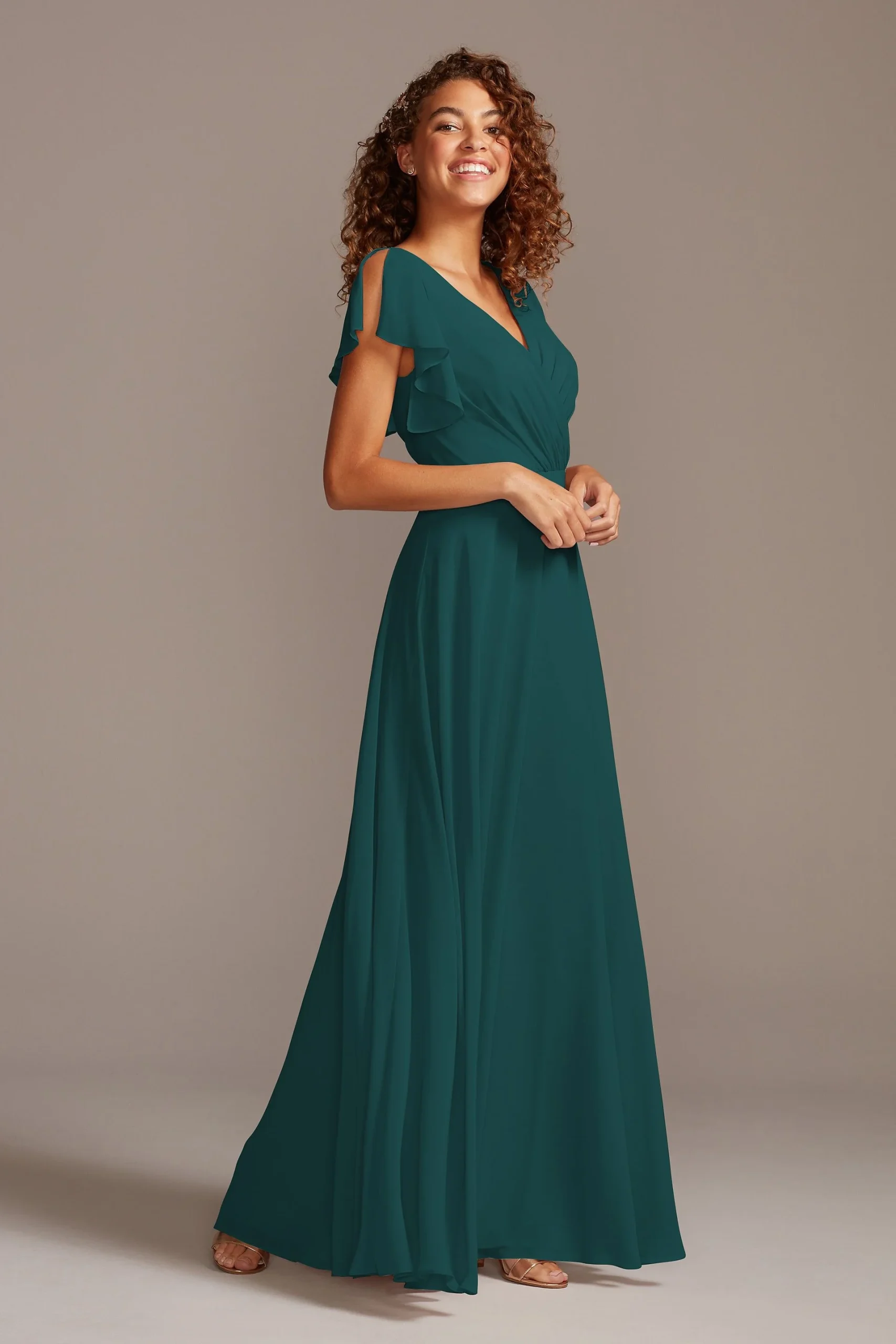 Bridesmaid Dress with Flutter Sleeve Full Skirt