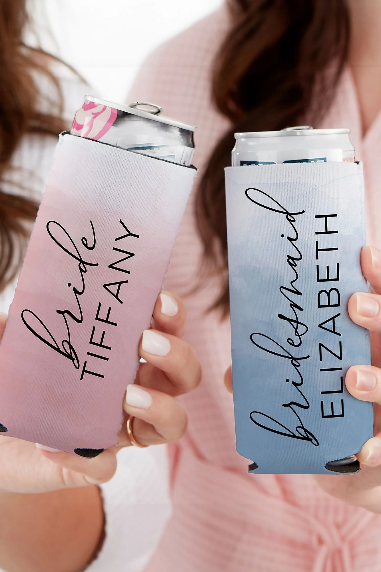 Bridesmaid Personalized Wedding Slim Can Cooler