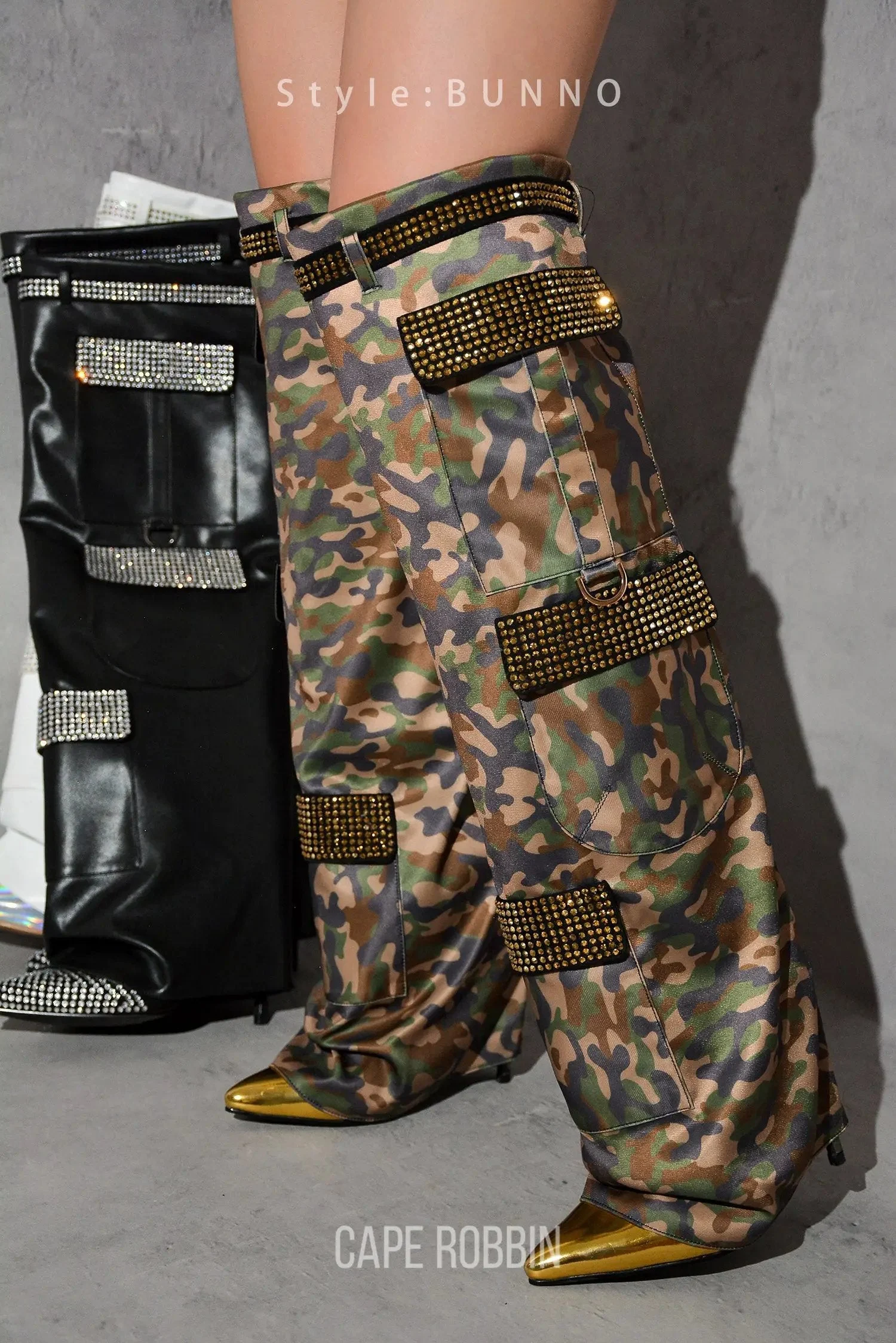 BUNNO - CAMOUFLAGE Thigh High Boots