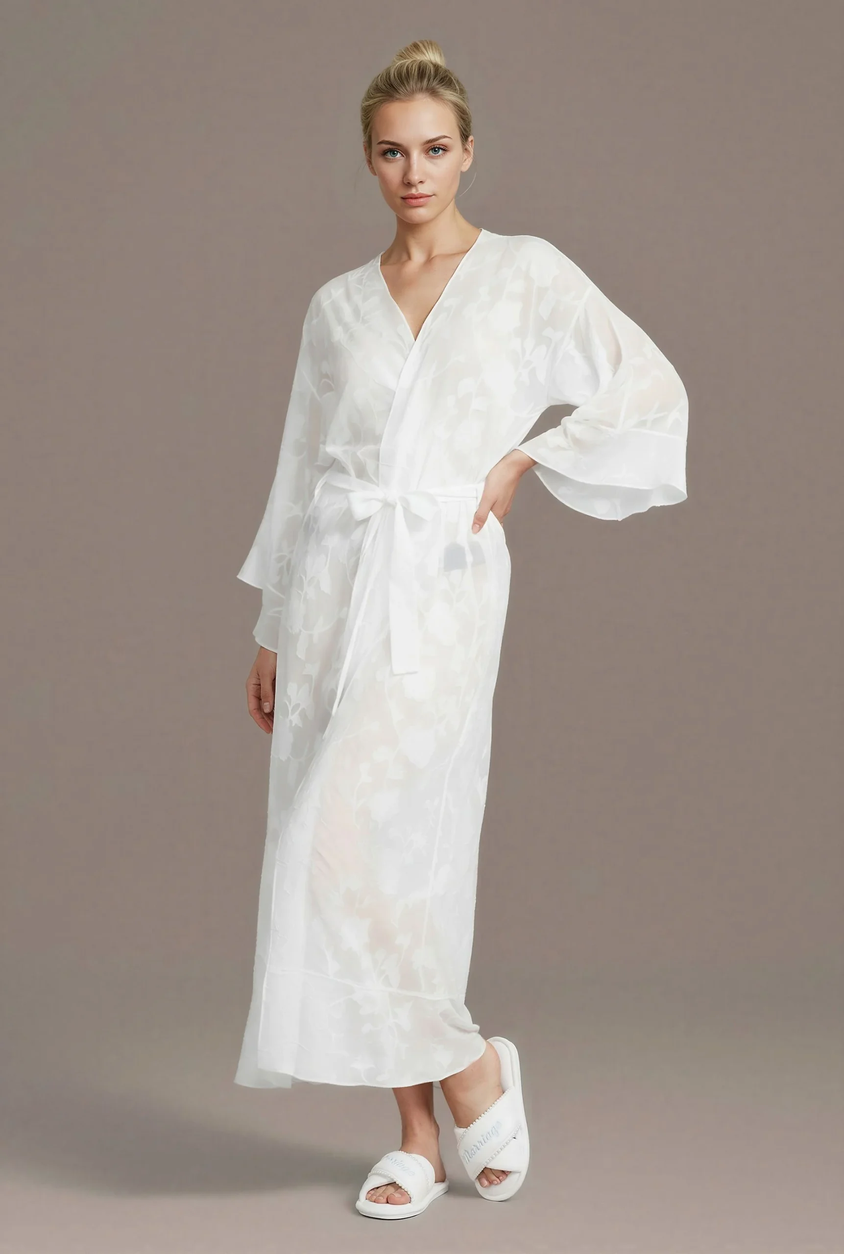Burnout Jacquard Long Bridal Robe